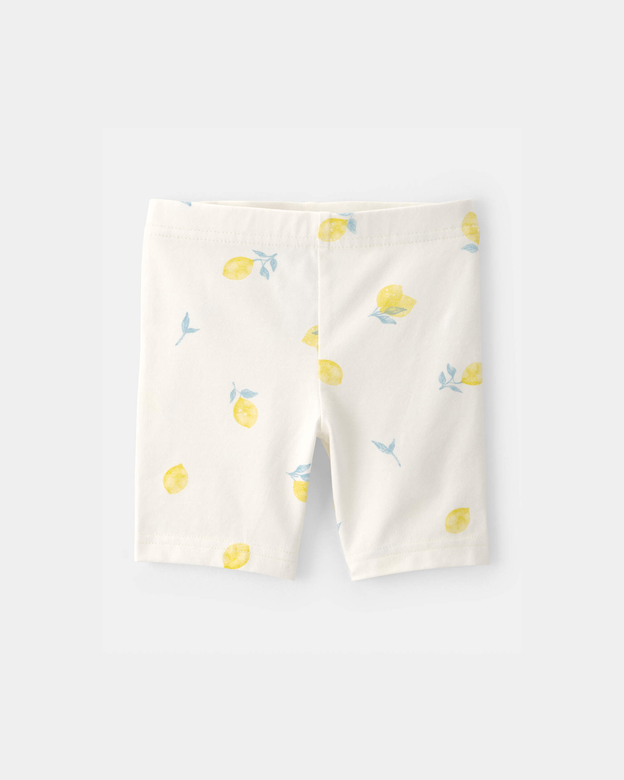 Toddler Girl Lemon Bike Shorts - Cream