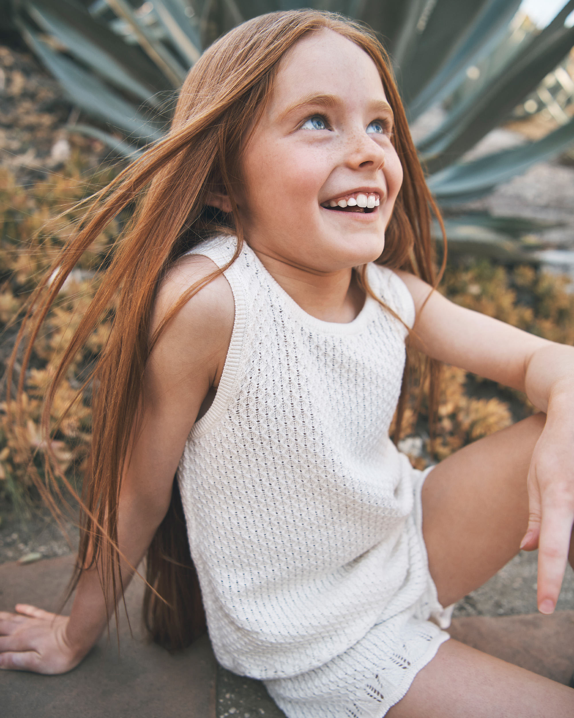 Kid 2-Piece Organic Cotton Crotchet Knit Set-Cream