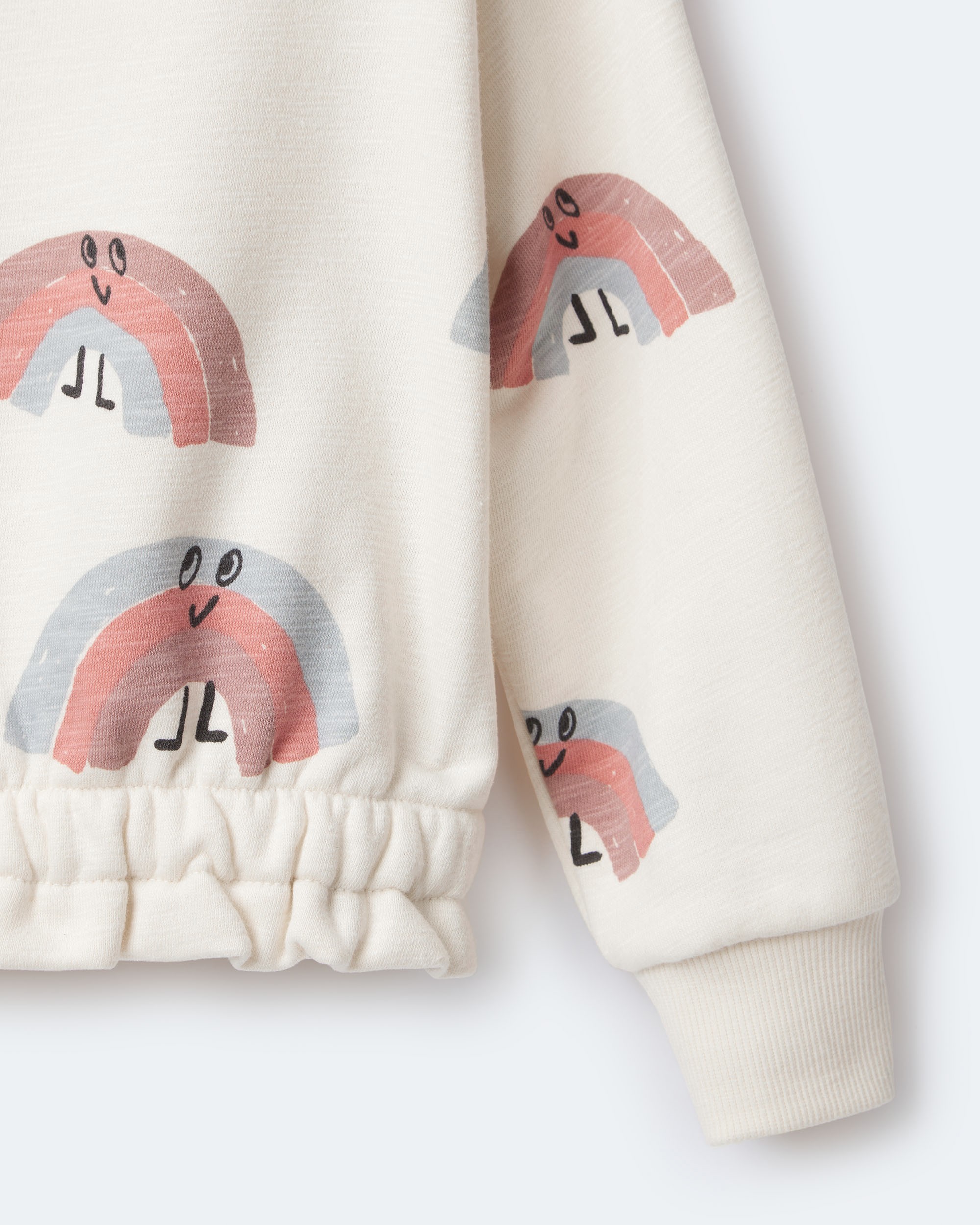Toddler Girl Rainbow Paperbag Sweatshirt - Cream