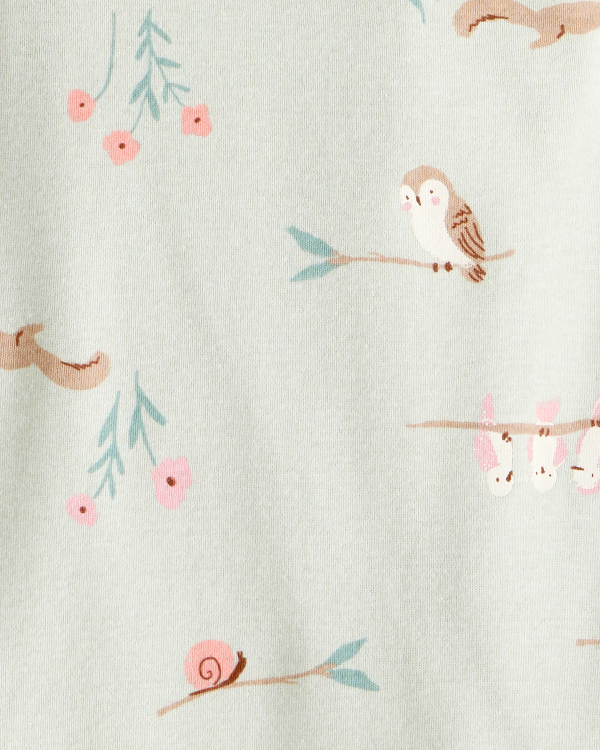 Baby Girl 4-Pack Owl Print Cotton Long-Sleeve Multipack Bodysuits - Green/Pink/White