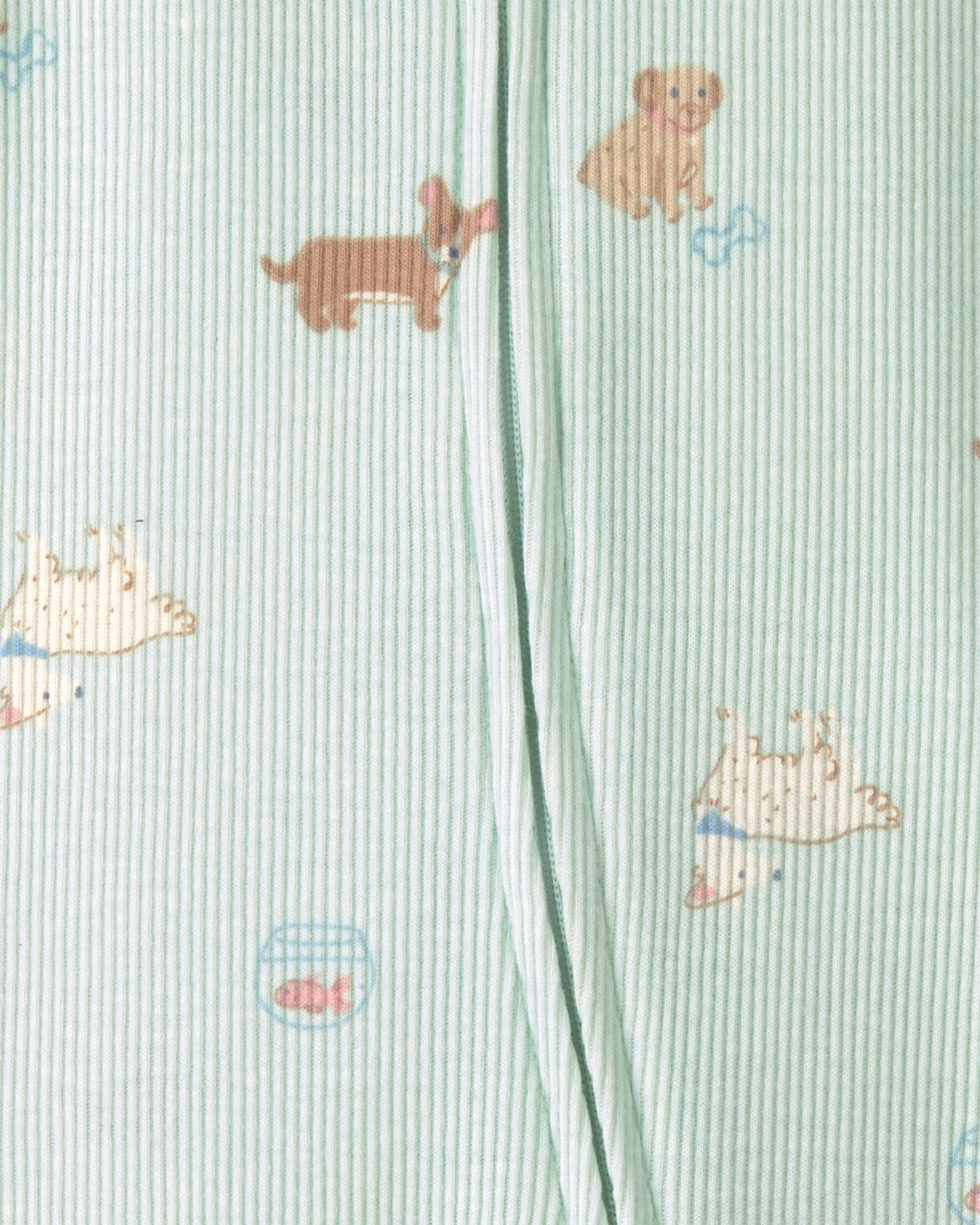 Baby Girl Pets Cotton 2-Way Zip Sleeper - Green