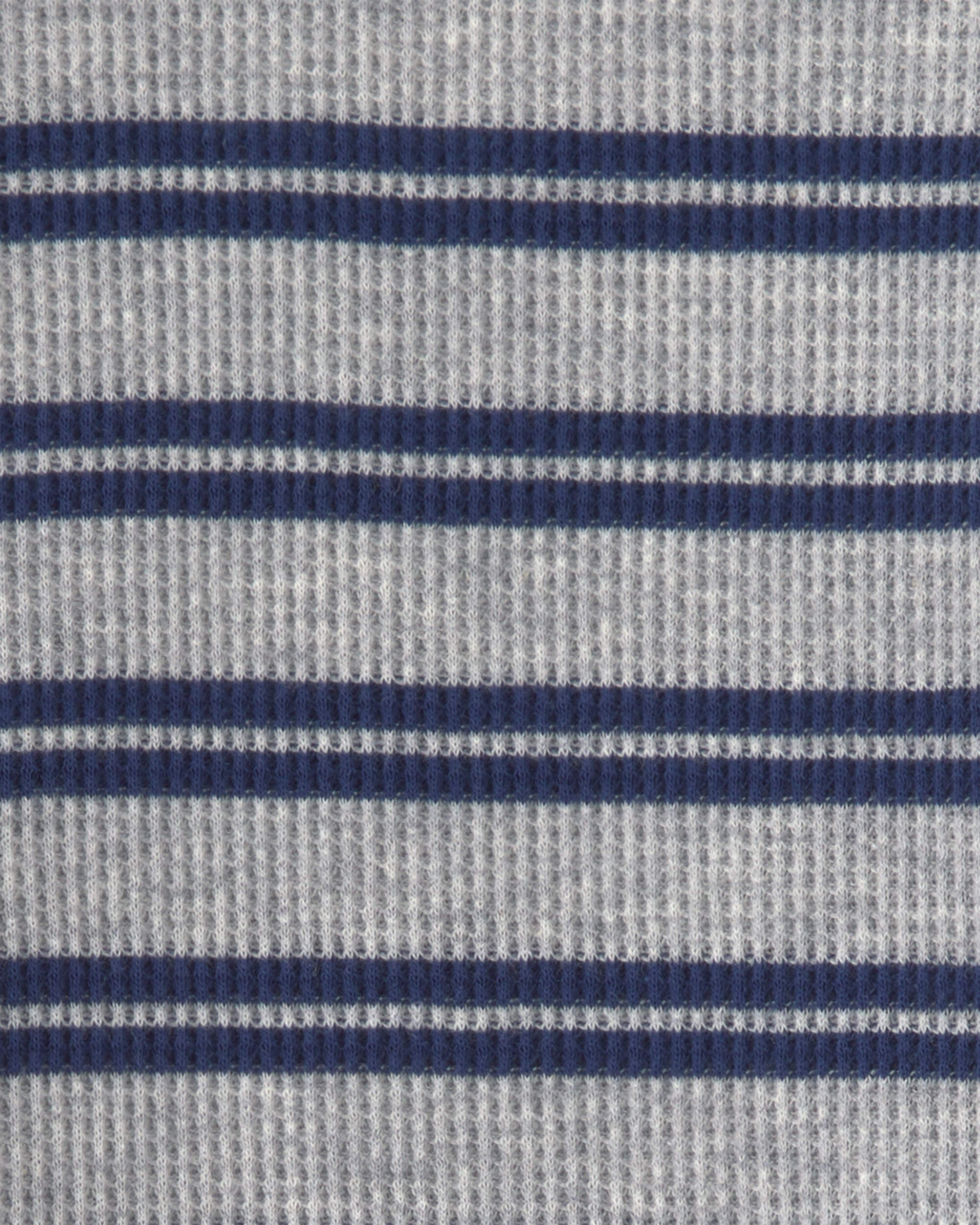 Baby Boy 2-Piece Striped Sports Thermal Overall Set - Navy