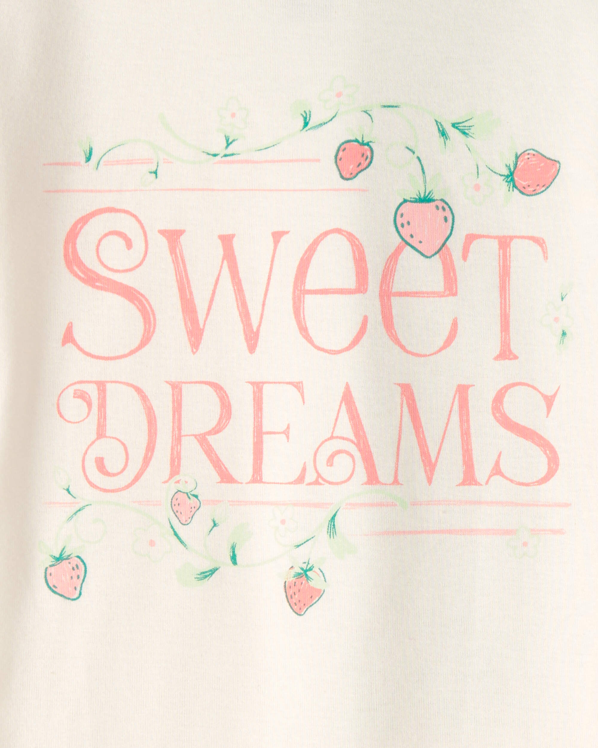 Girls Strawberry 100% Cotton Snug Fit 4-Piece Pyjama Set - Green/Pink