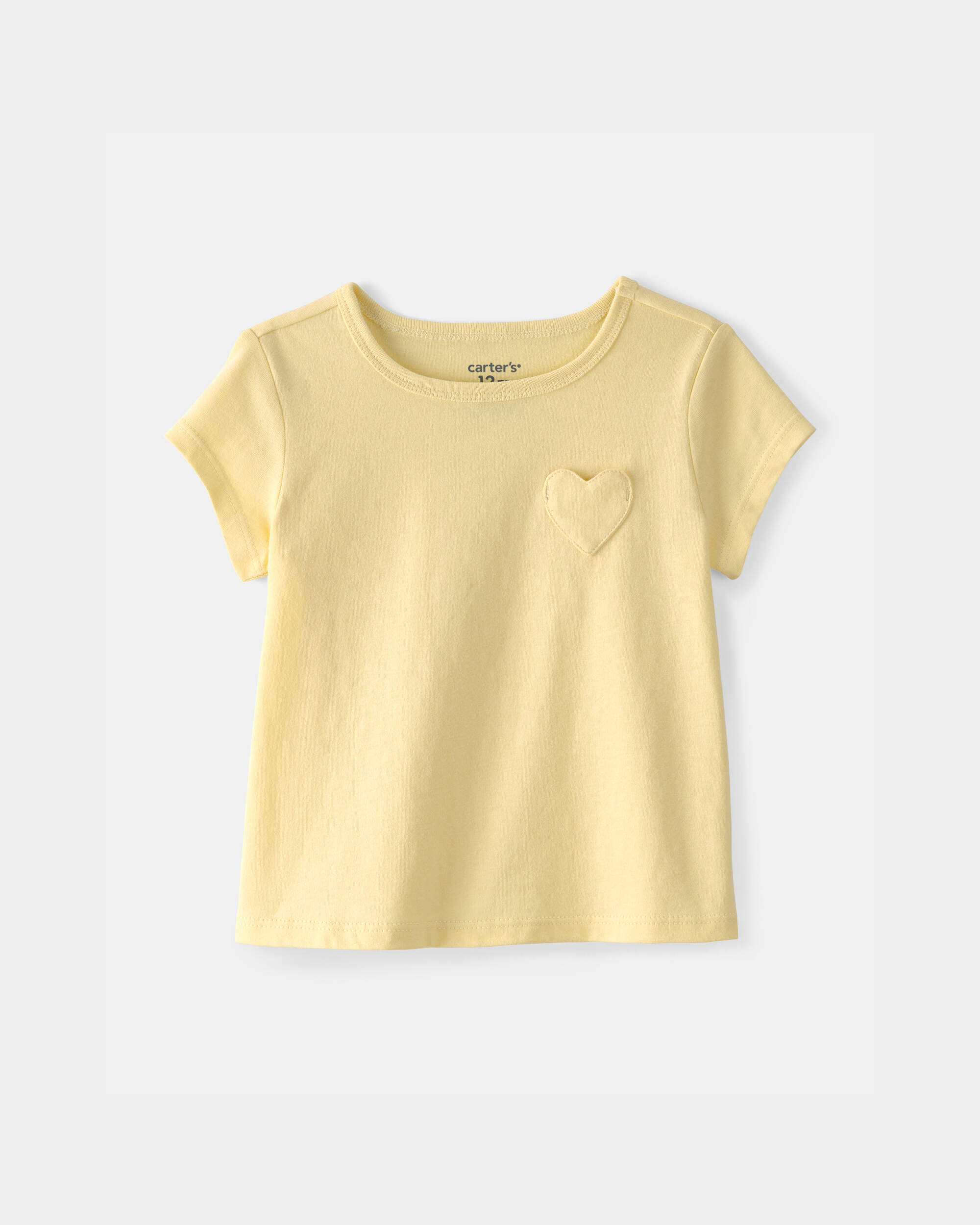 Baby Girl Heart Pocket Top - Yellow
