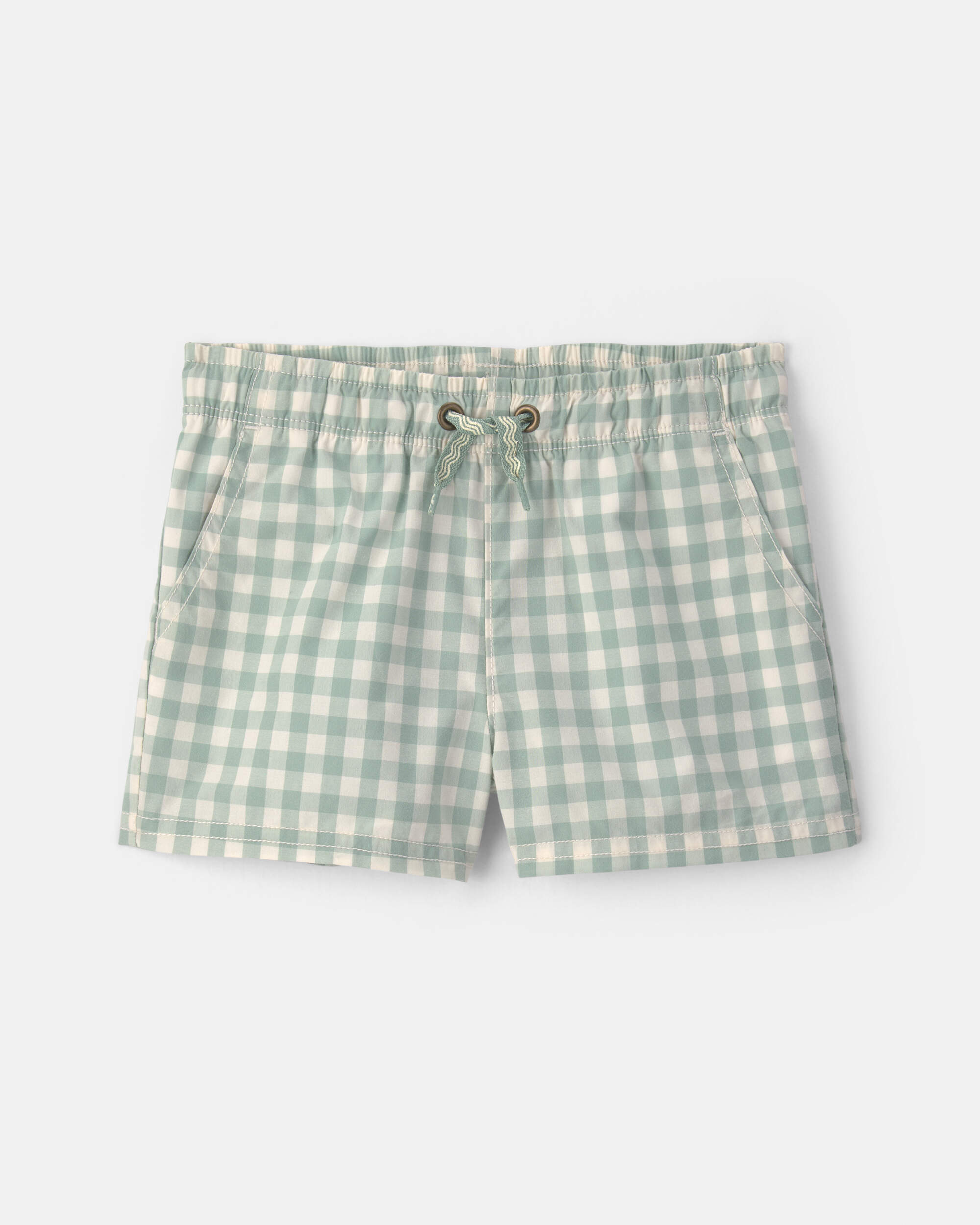 Baby Boy Gingham Poplin Shorts - Green