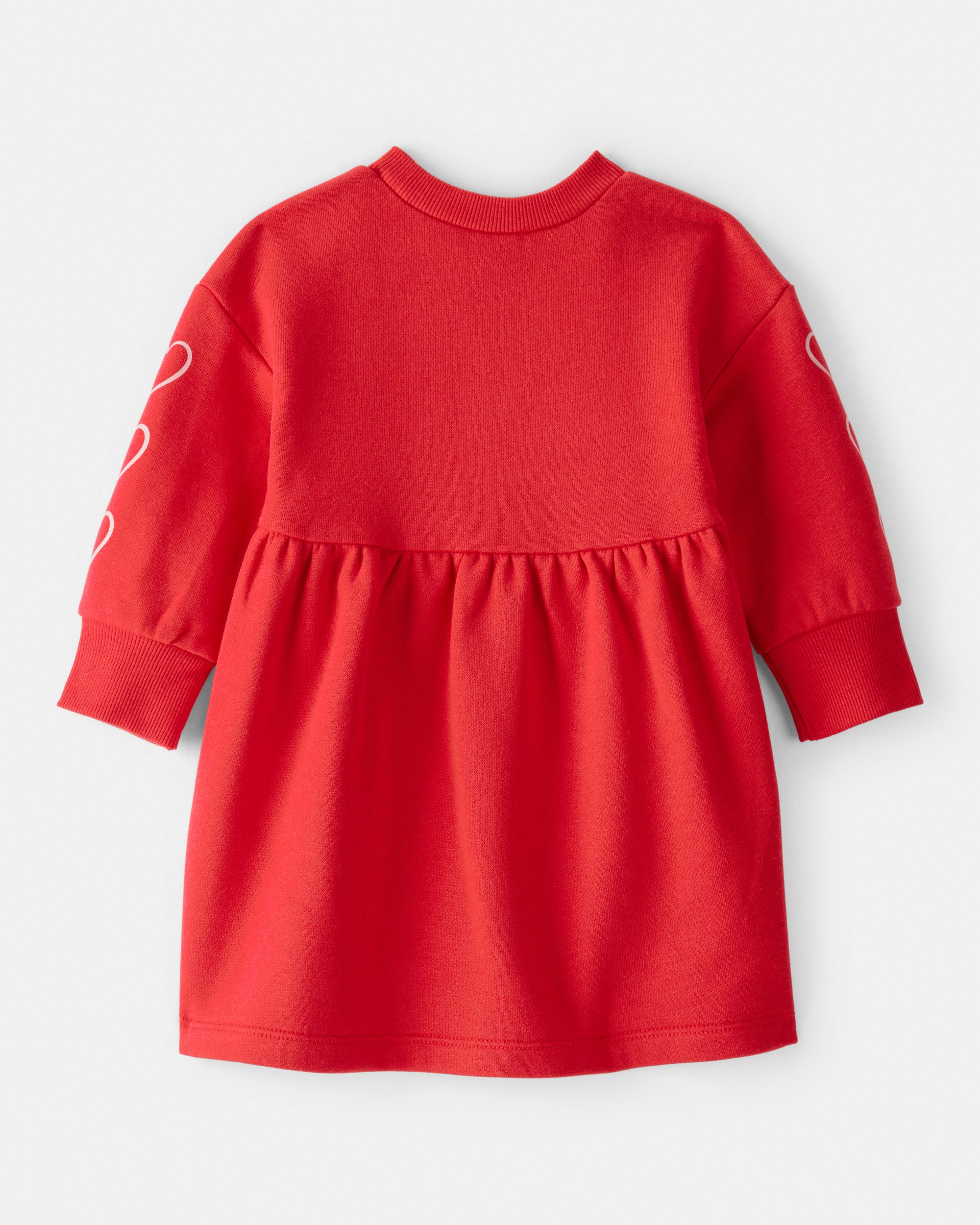 Baby Girl Heart Fleece Long-Sleeve Dress - Red