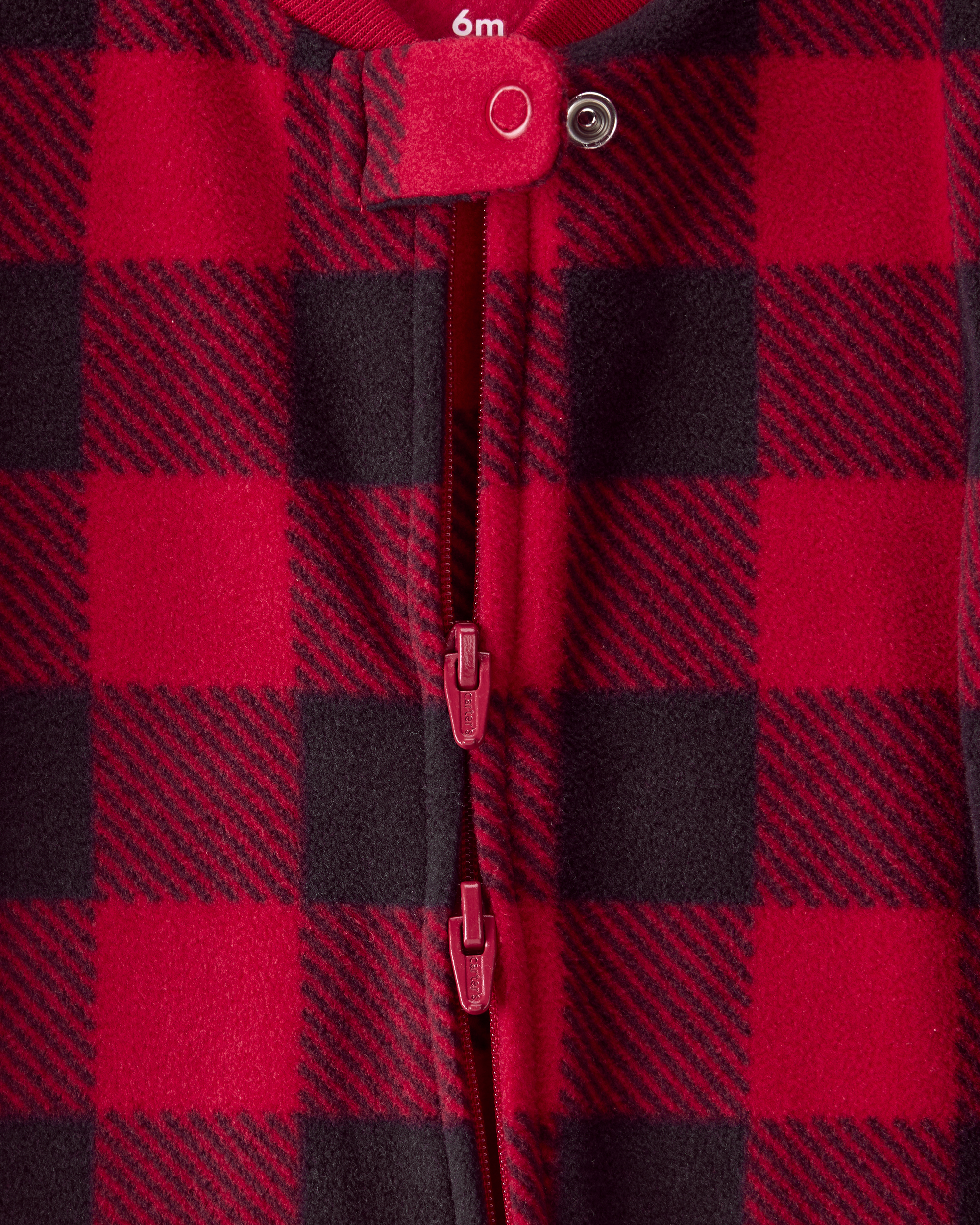 Baby Plaid Print Reindeer Christmas Loose Fit Long-Sleeve Sleeper - Red