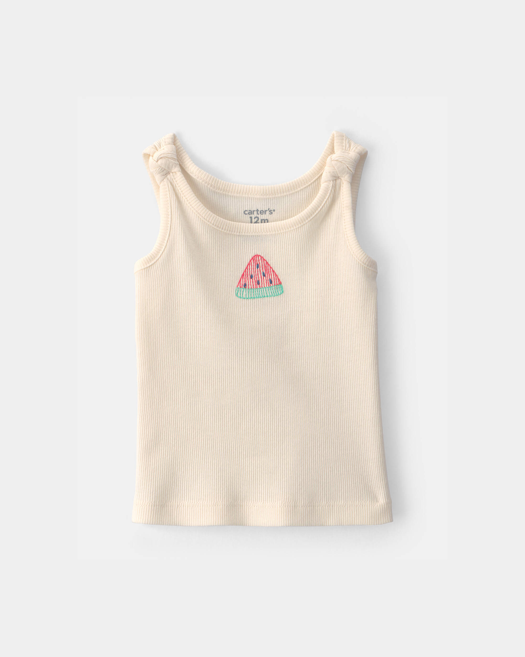 Baby Girl Watermelon Ribbed Tank Top - Cream