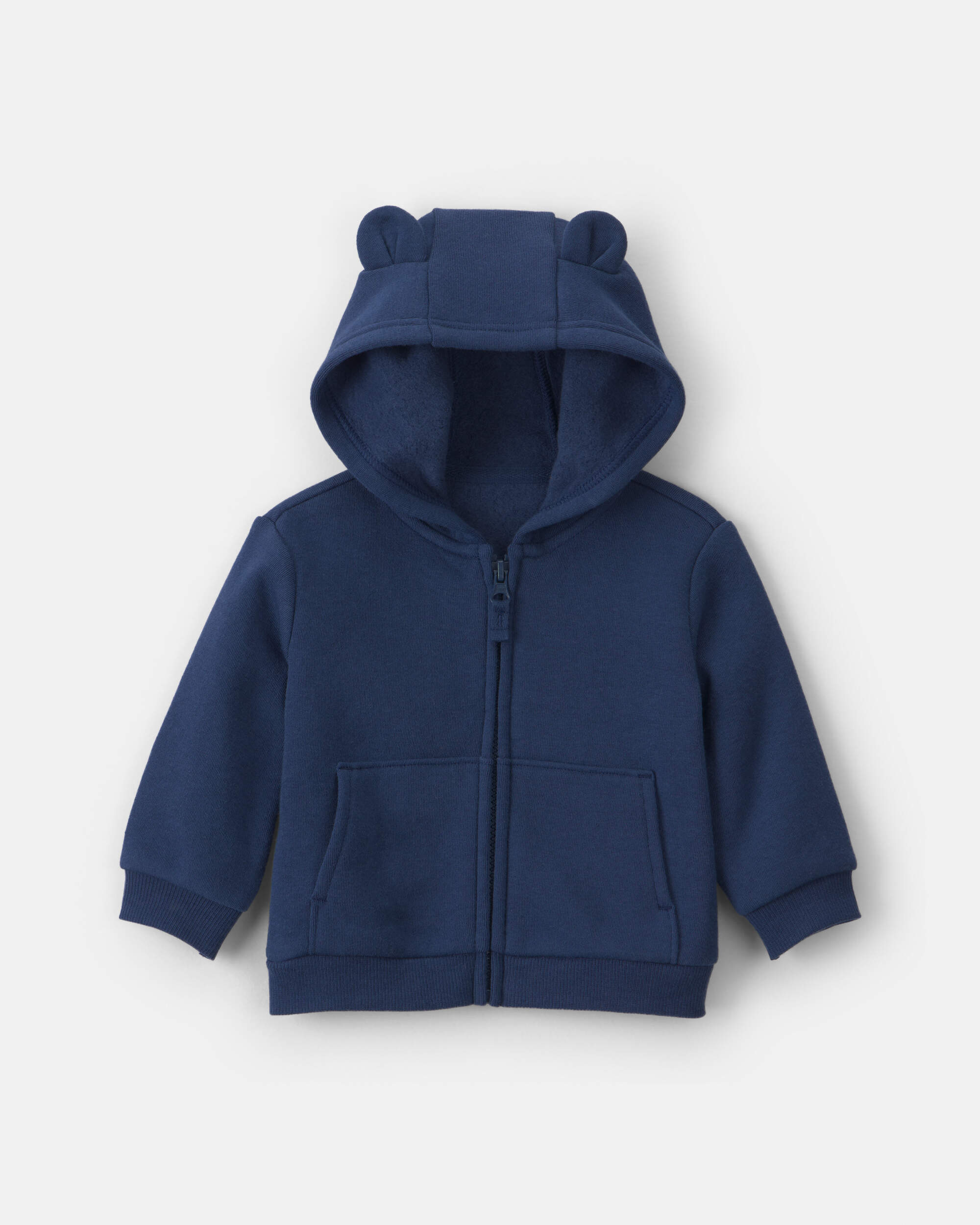 Baby Bear Fleece Zip-Up Hoodie - Navy Blue