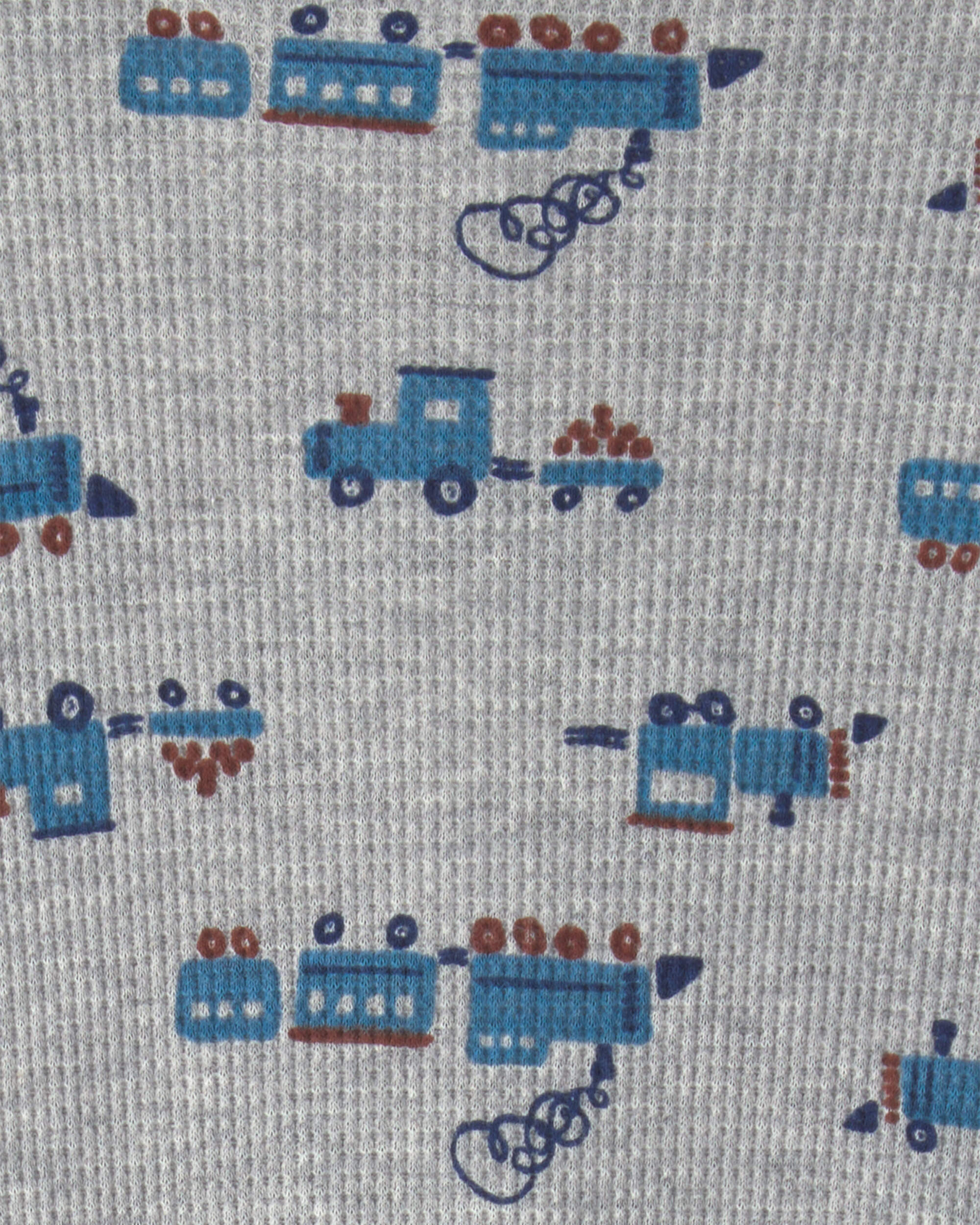 Baby Boy Train Cotton 2-Way Zip Thermal Sleeper - Grey