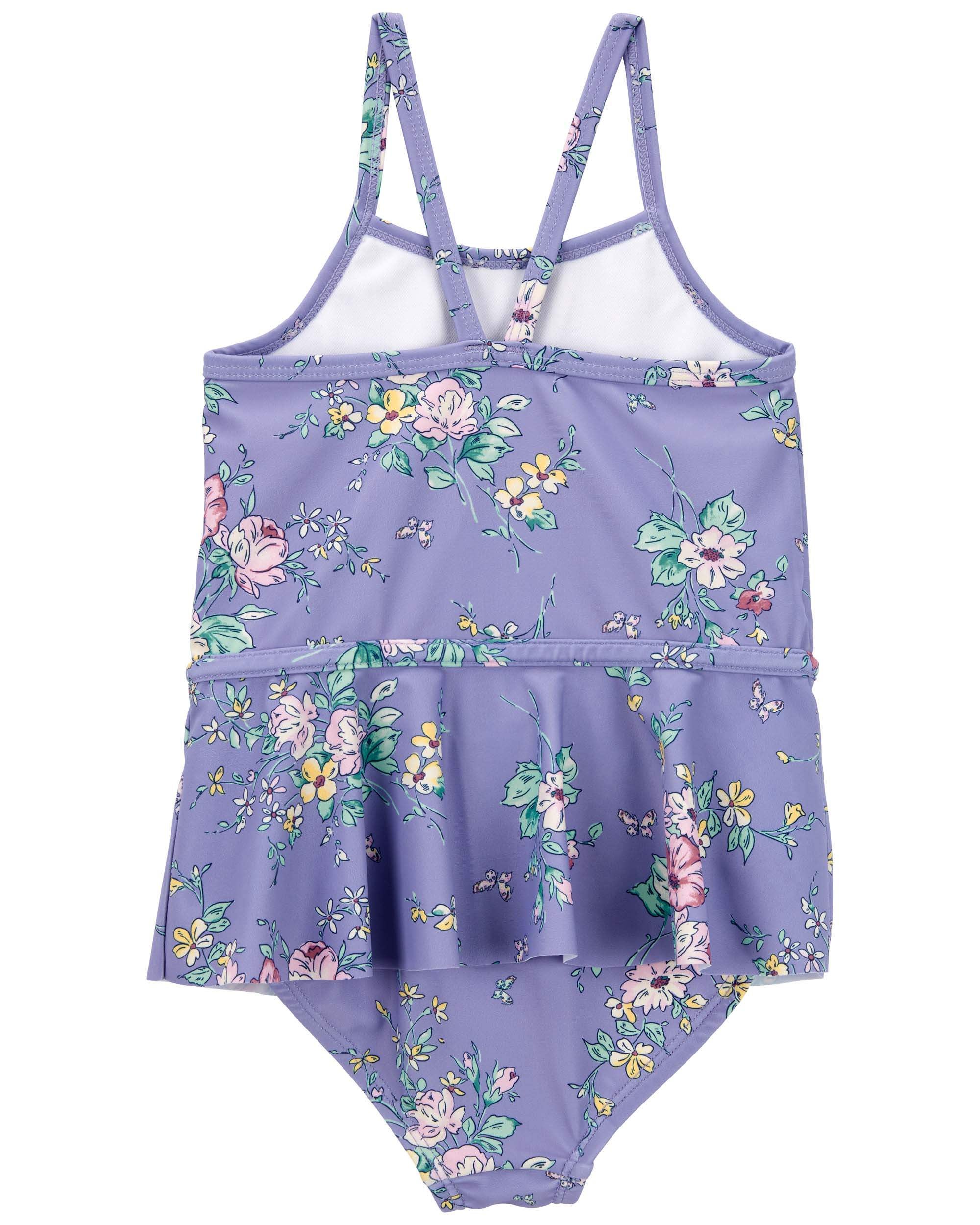 Floral Print 1 Piece Ruffle Swimsuit