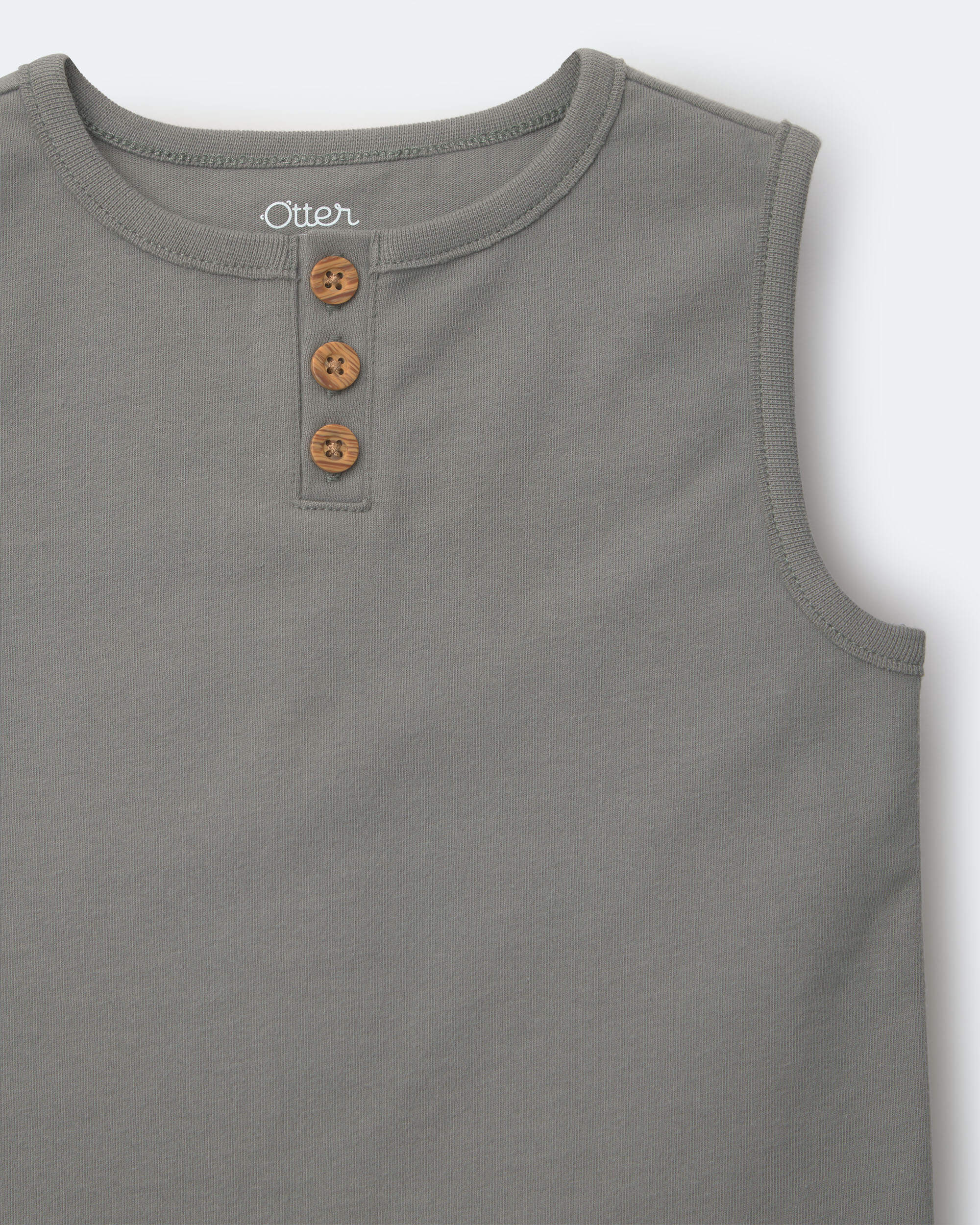 Toddler Boy Henley Tank - Sage