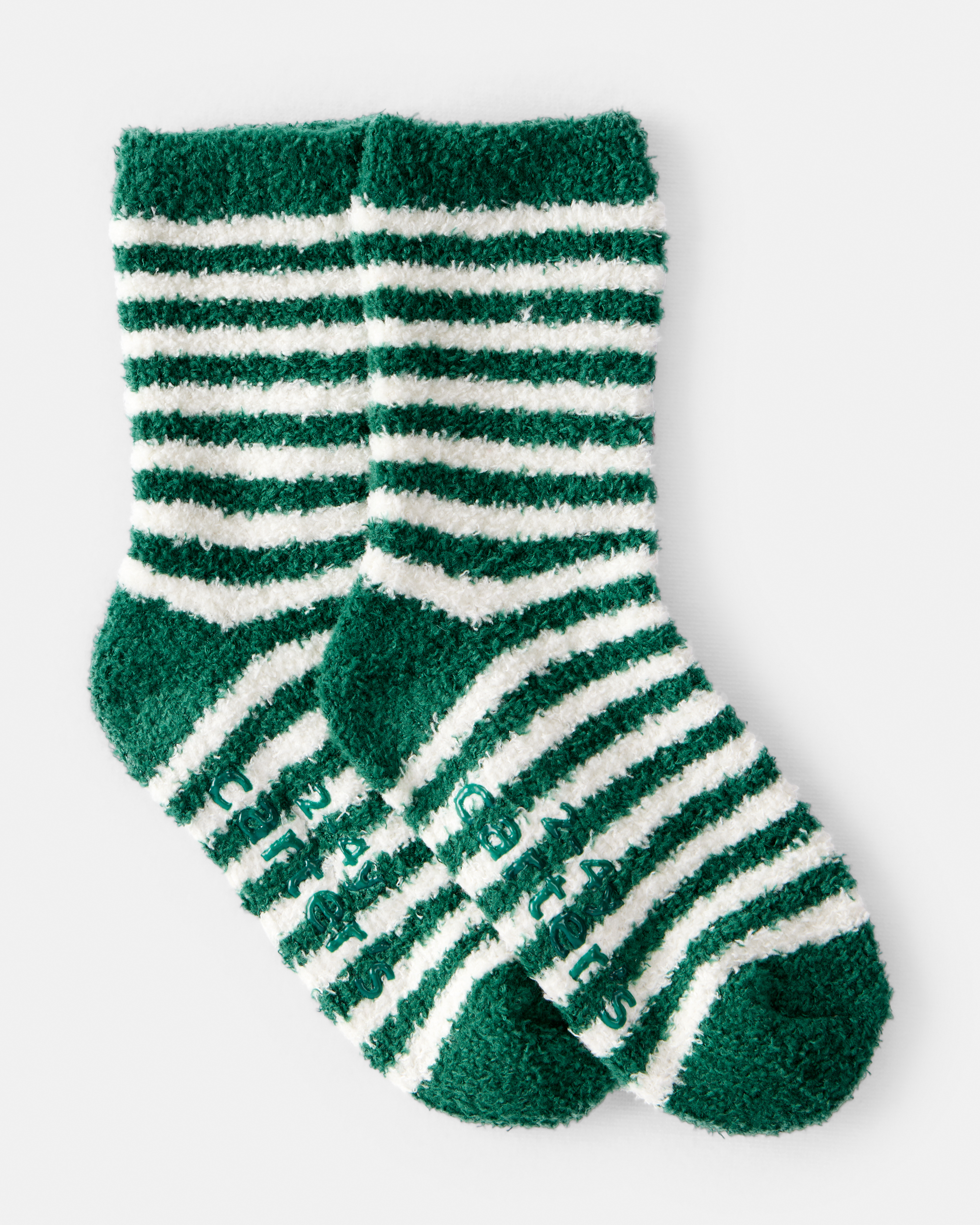 Toddler Striped Cozy Socks - Green/White