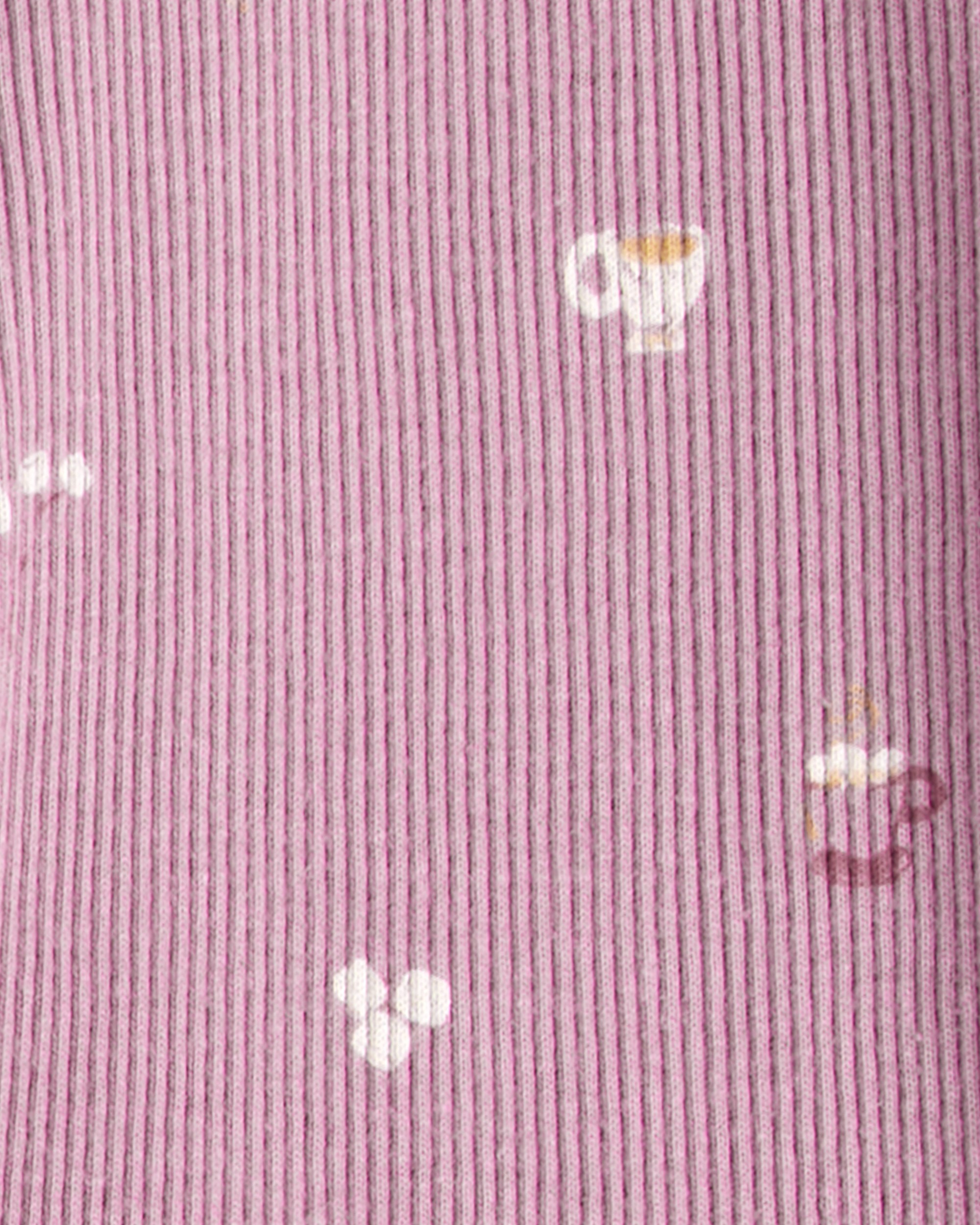 Baby Girl Quilted Quarter-Zip & Floral Legging Set - Purple