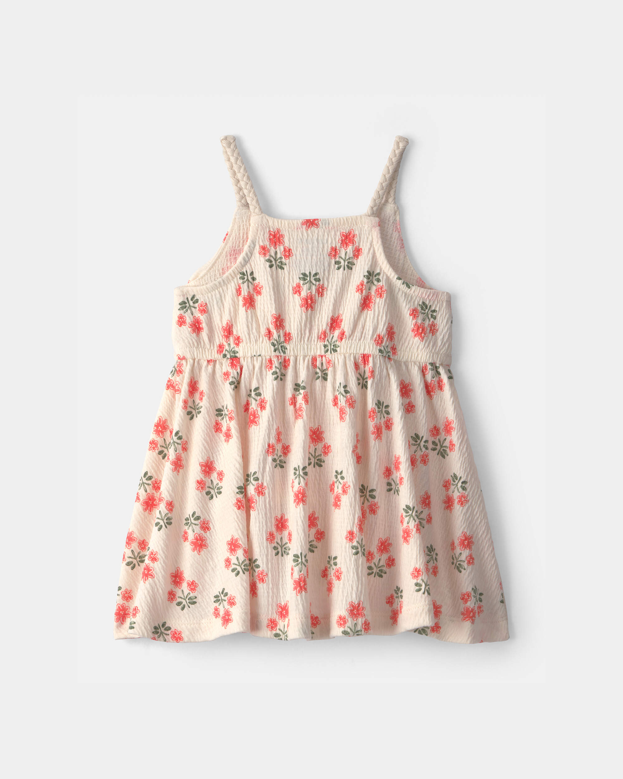 Baby Girl Floral Ruffle Dress - Cream