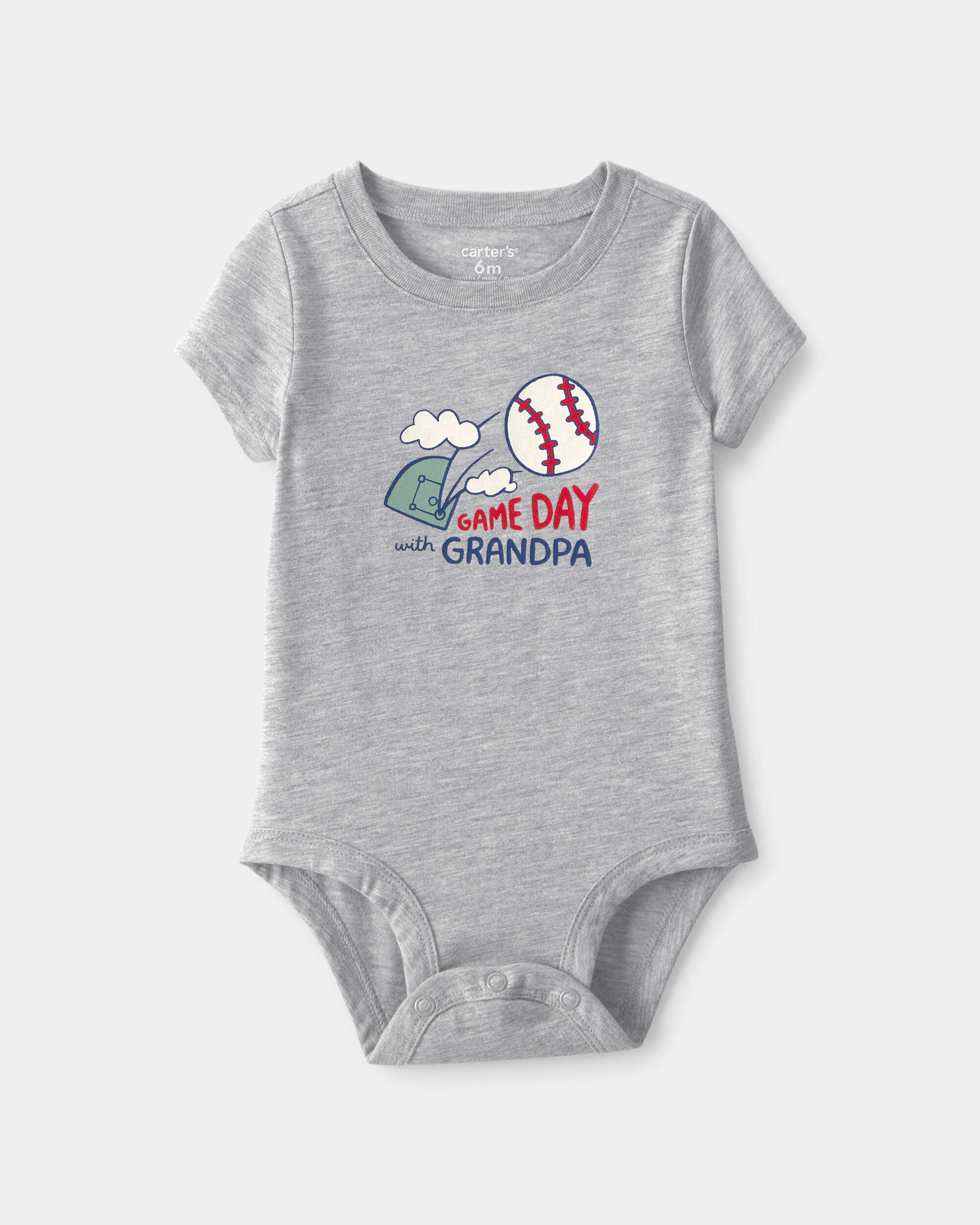 Baby 'Gameday With Grandpa' Graphic Bodysuit - Grey