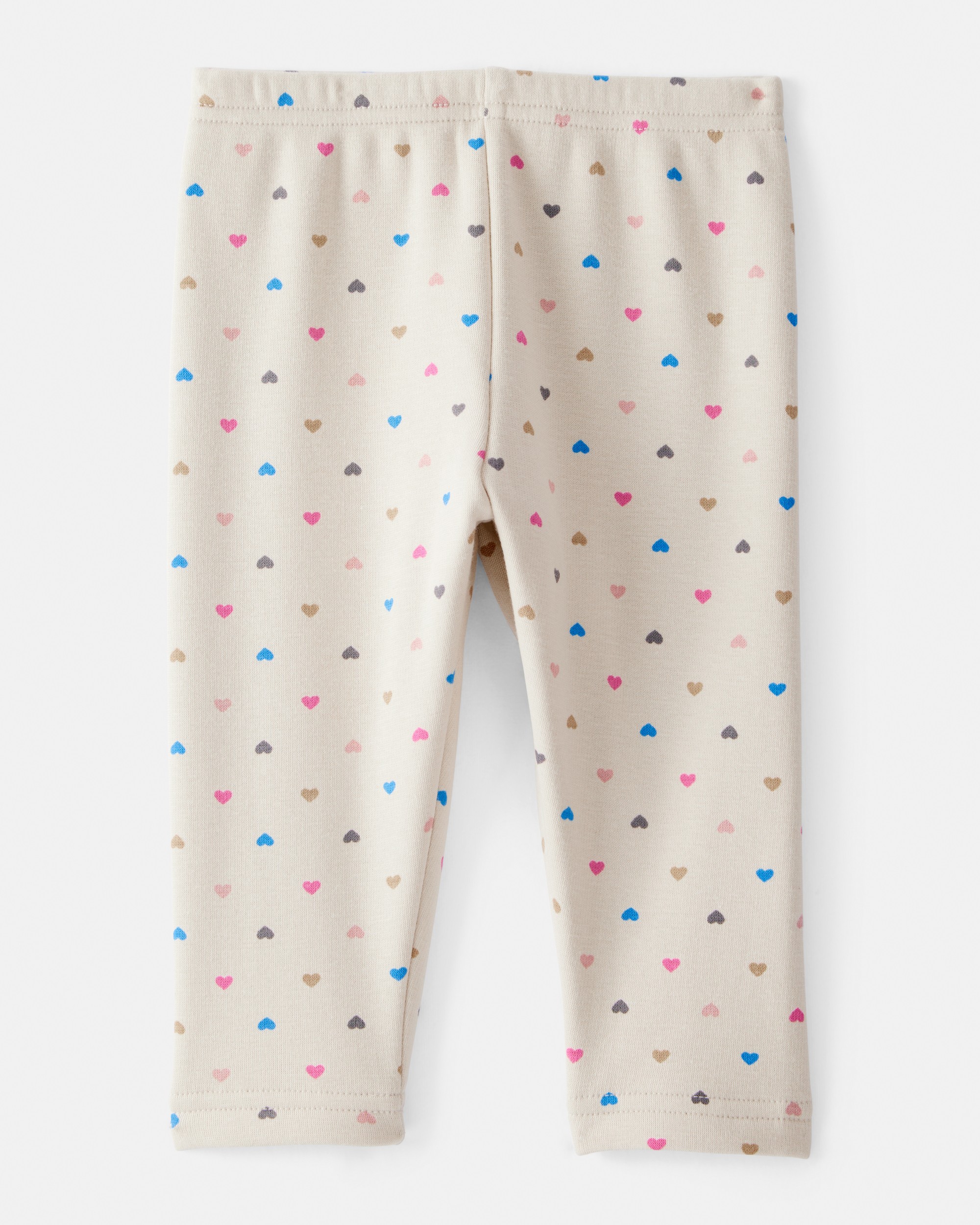 Baby Girl Heart Print Pull-On Stretch Cozy Leggings - Cream