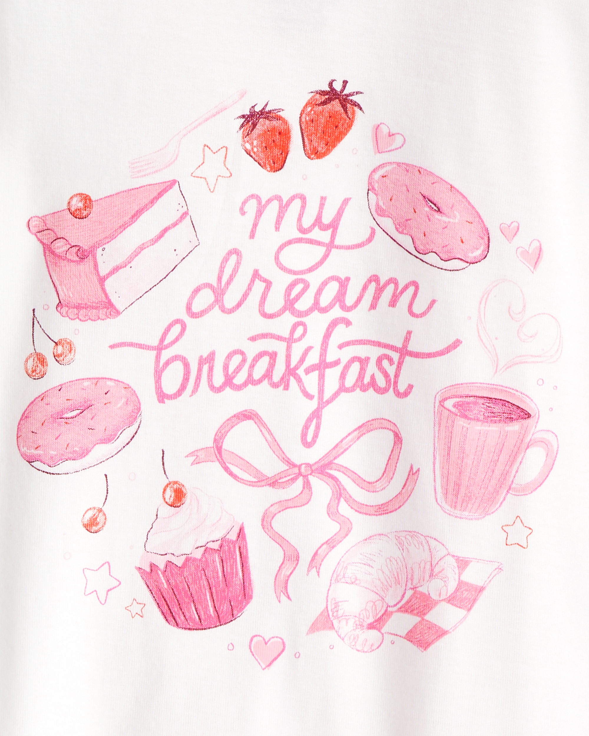 Girls Desserts 100% Cotton Snug Fit 4-Piece Pyjamas - Pink/White