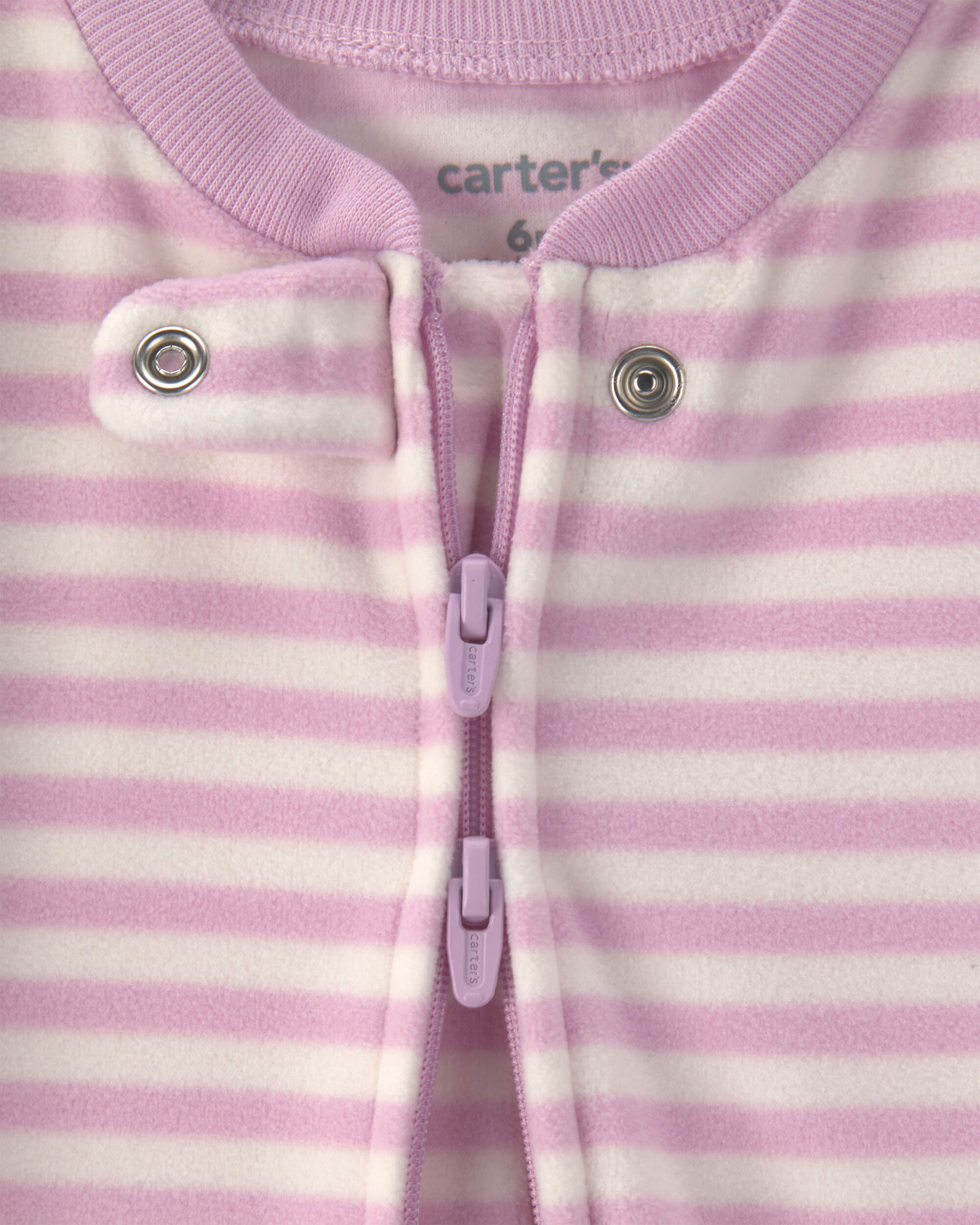 Baby Girl 2-Pack Birds Striped Fleece 2-Way Zip Sleepers - Pink