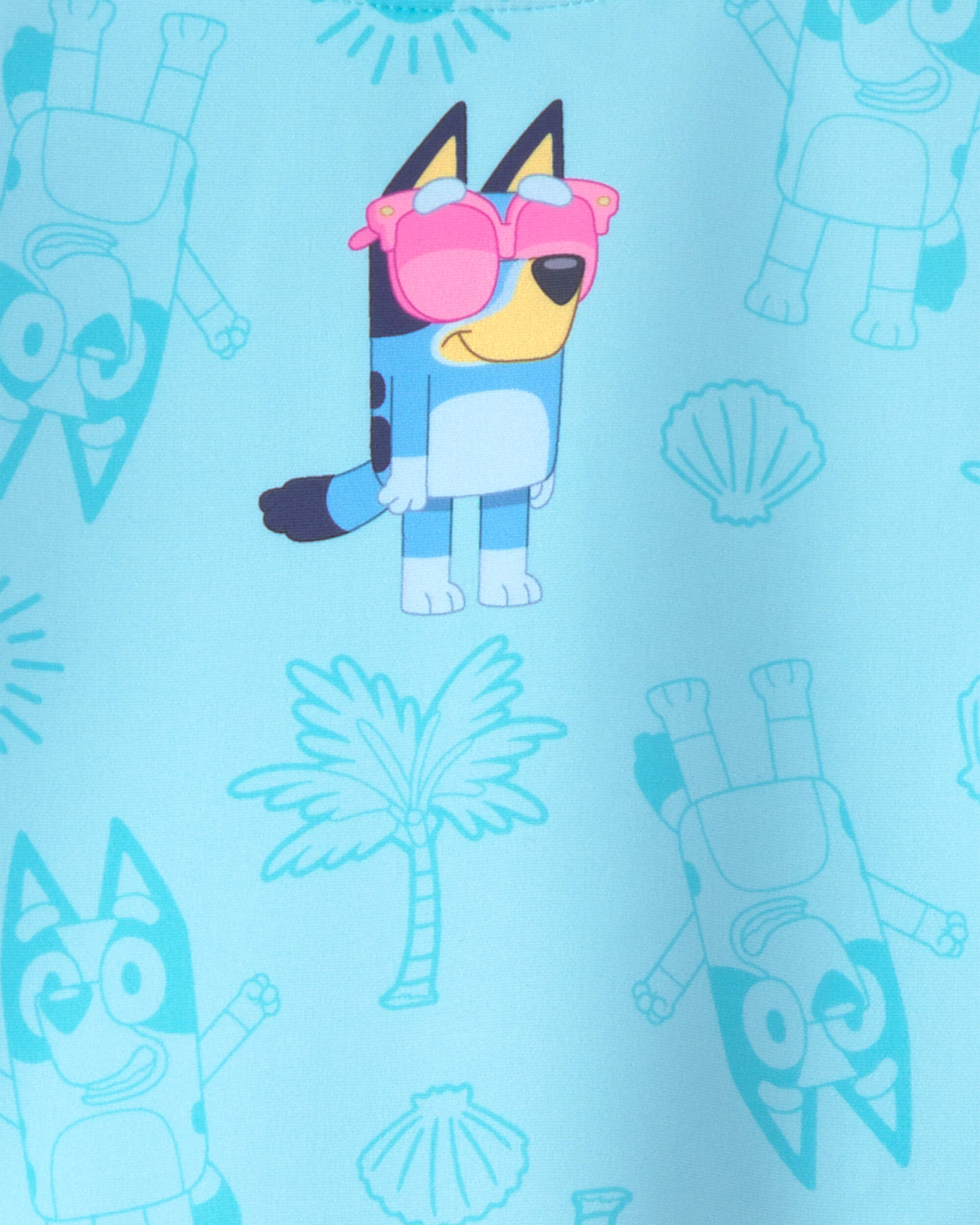 Girls 2-Piece Bluey™ Rashguard Swimsuit Set - Blue