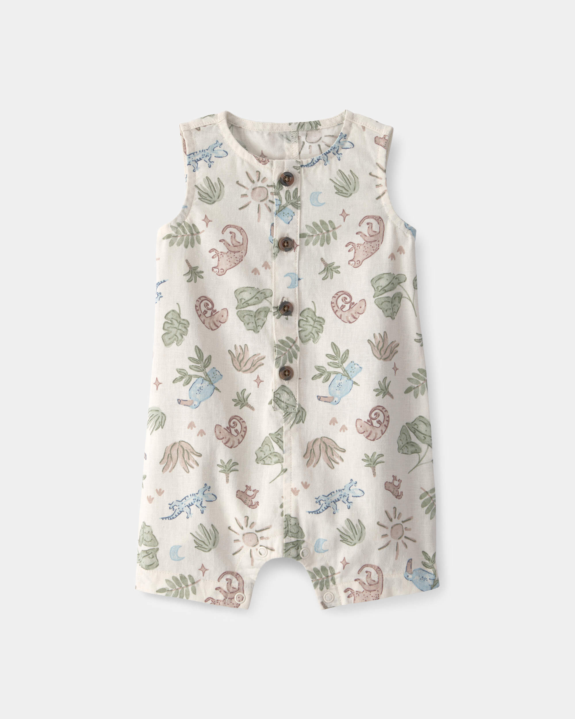 Baby Boy Sleeveless Romper - Beige