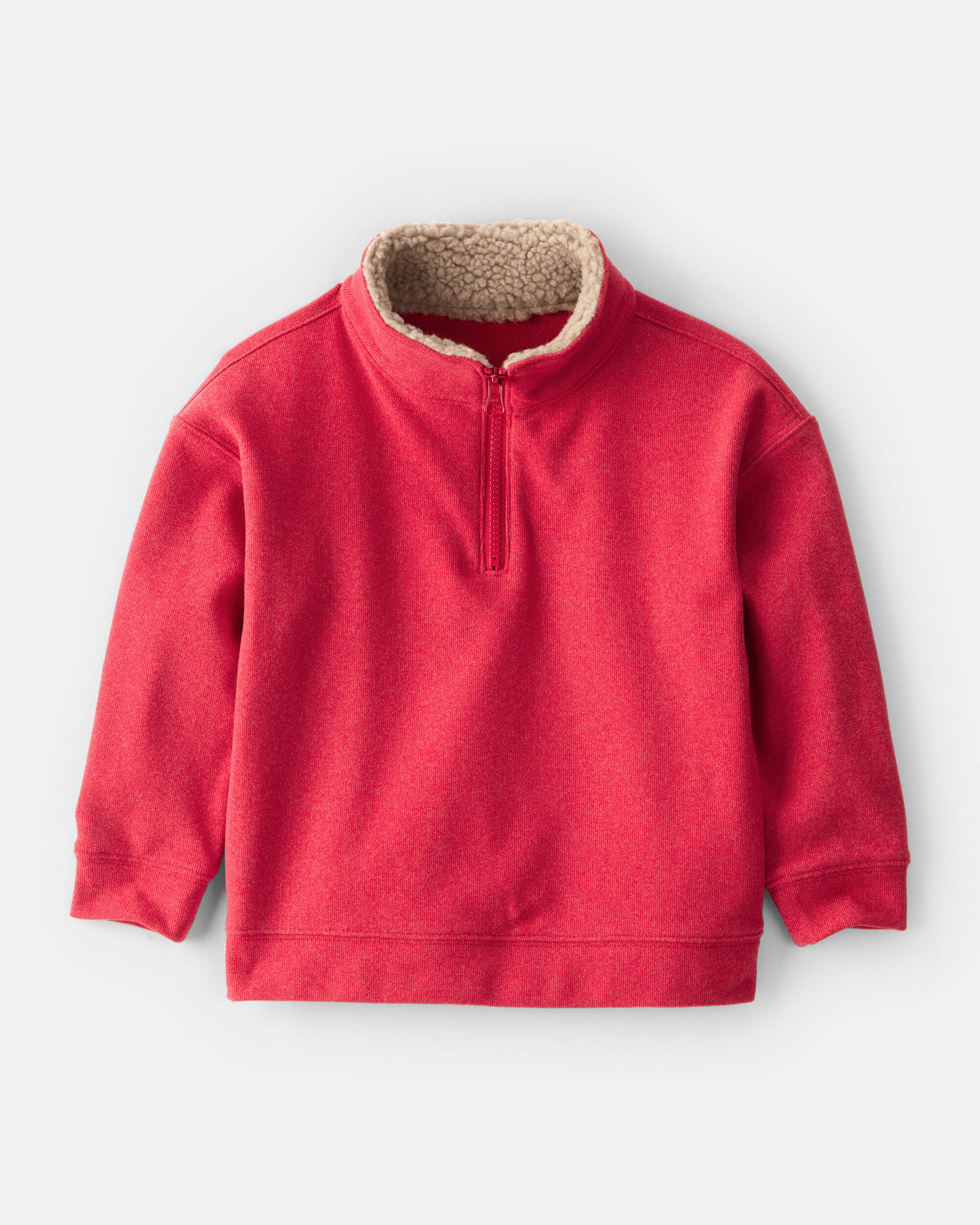 Toddler Boy Long-Sleeve Quarter-Zip Pullover Sweatshirt - Red