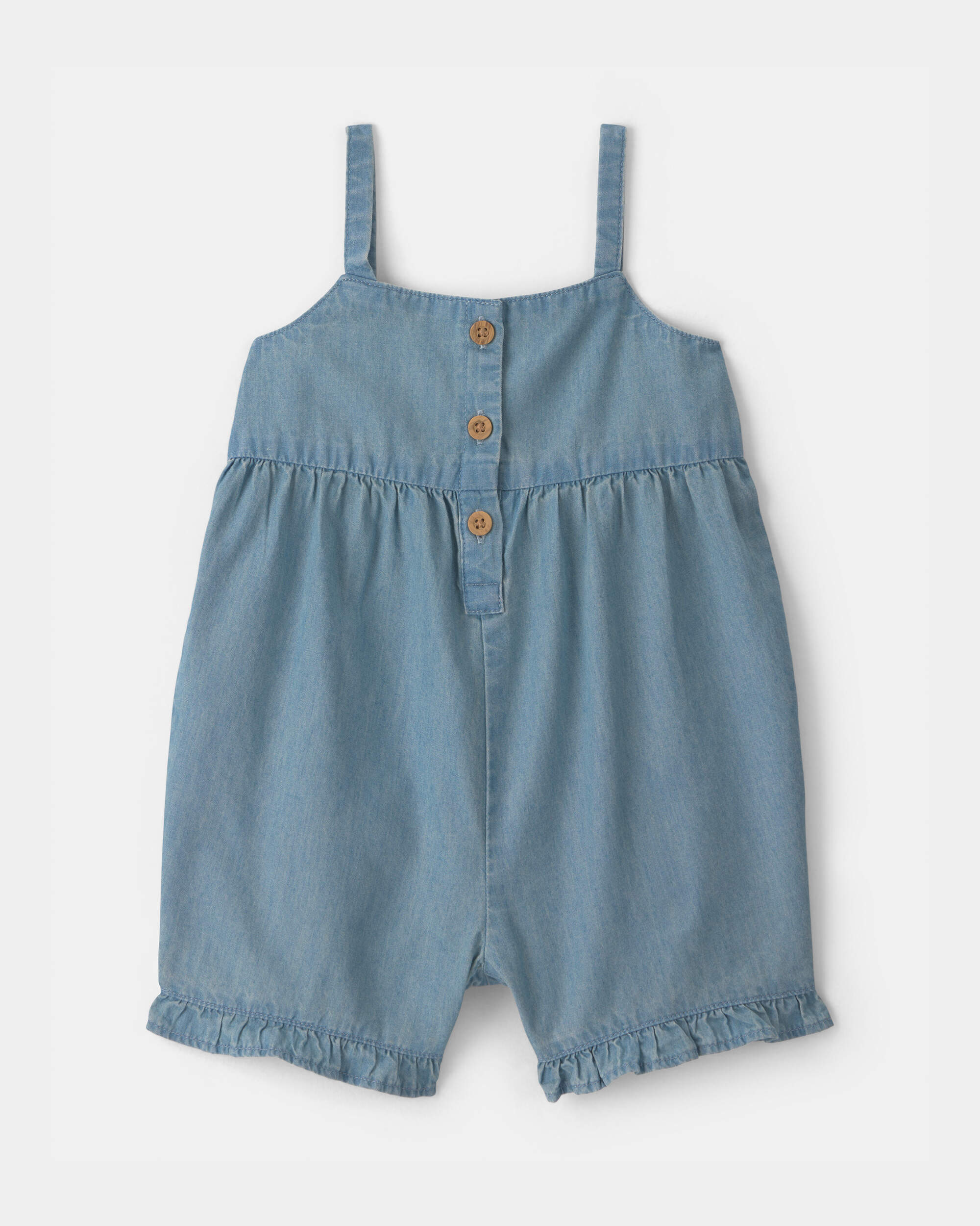 Baby Girl Chambray Sleeveless Romper - Blue