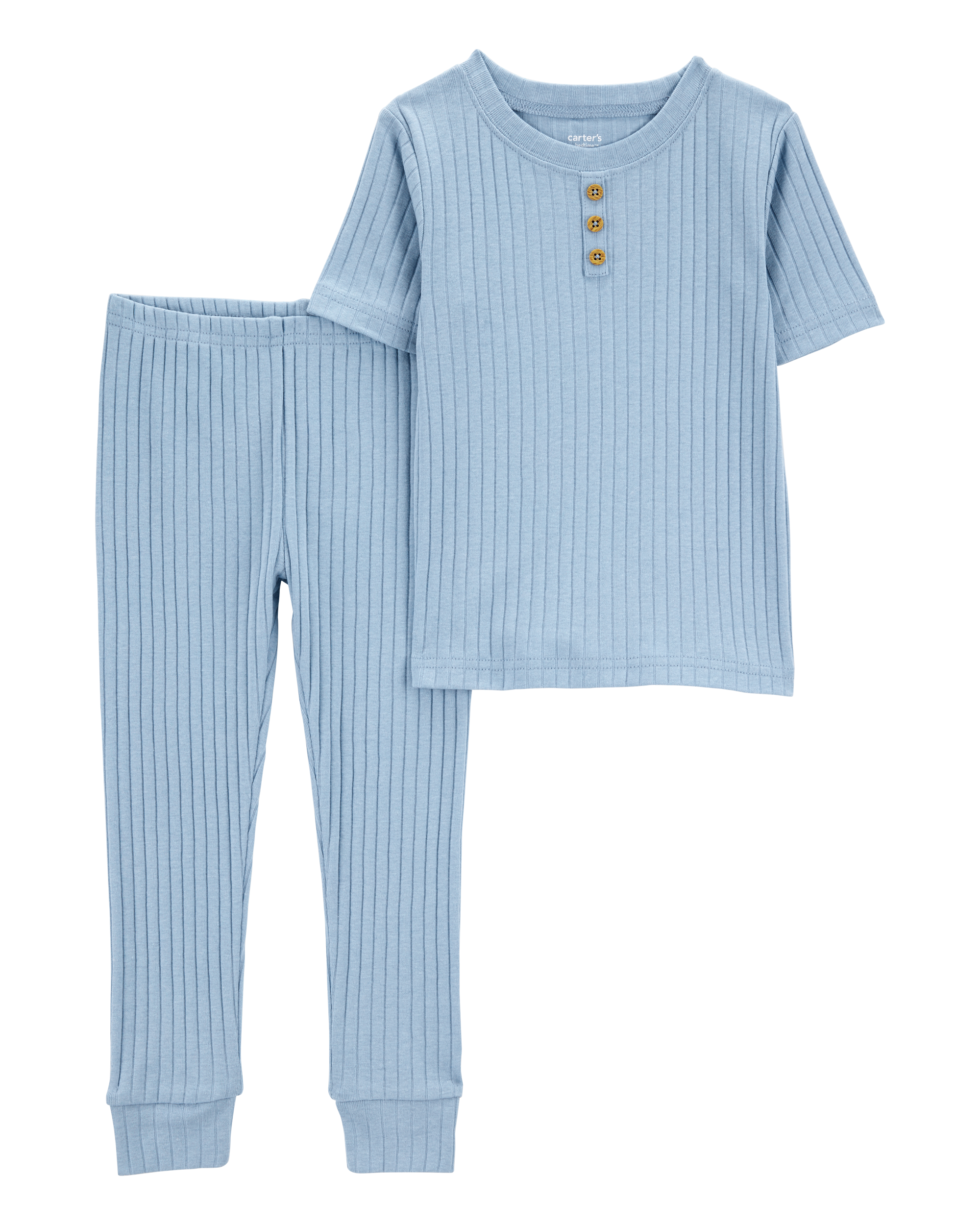 Toddler Solid Ribbed Cotton Blend 2-Piece Pyjamas