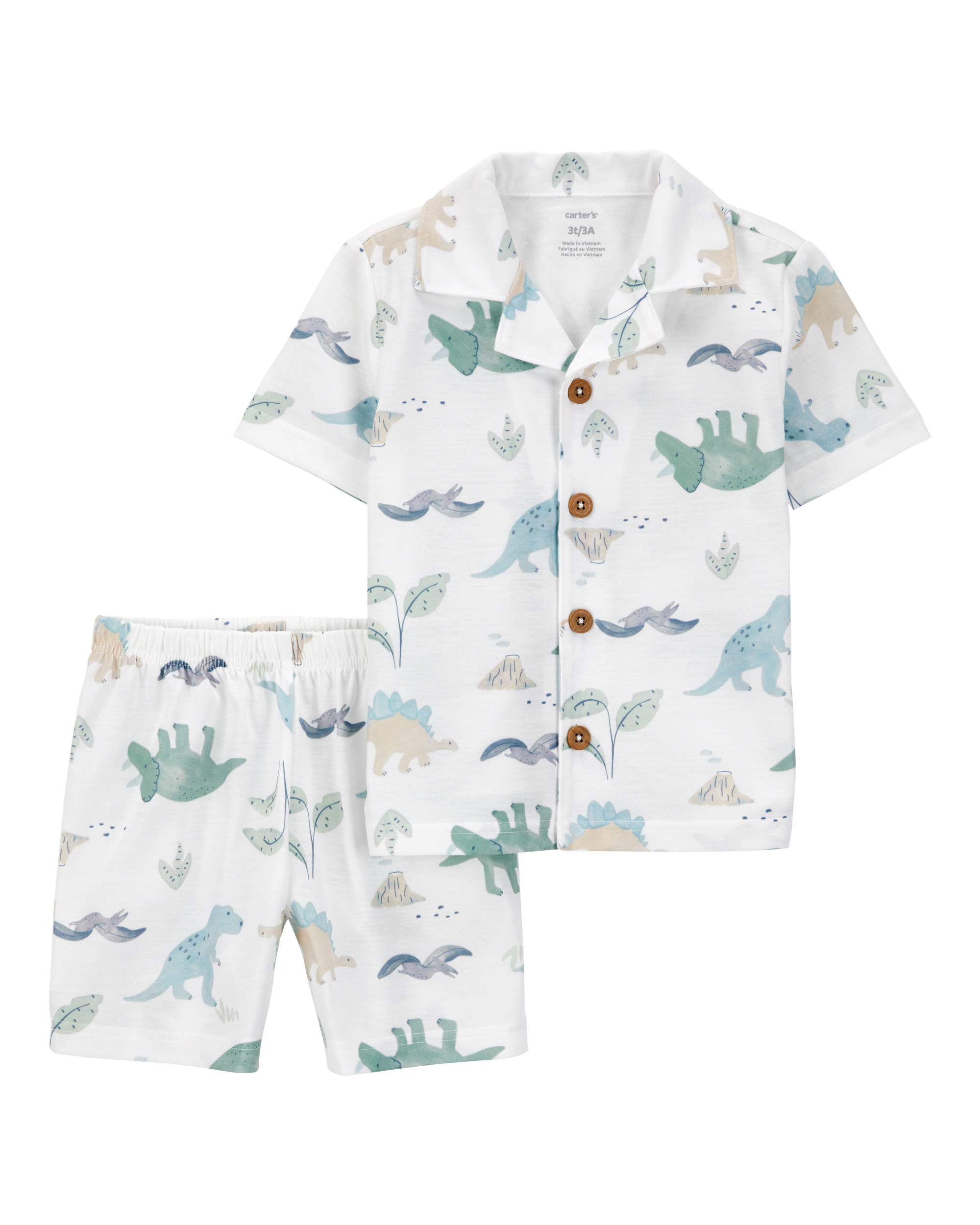 Toddler 2-Piece Dinosaur Coat-Style Loose Fit Pyjamas