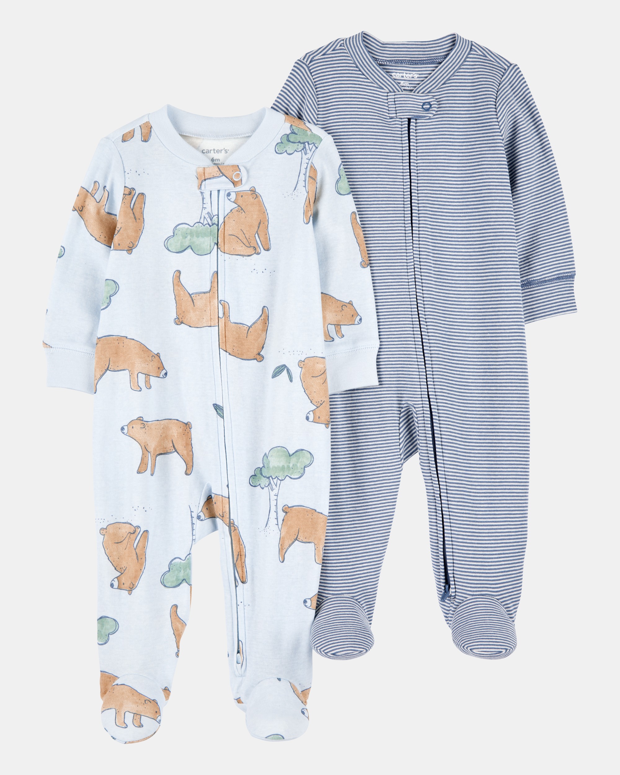 Baby Boy 2-Pack 2-Way Zip Cotton Sleeper