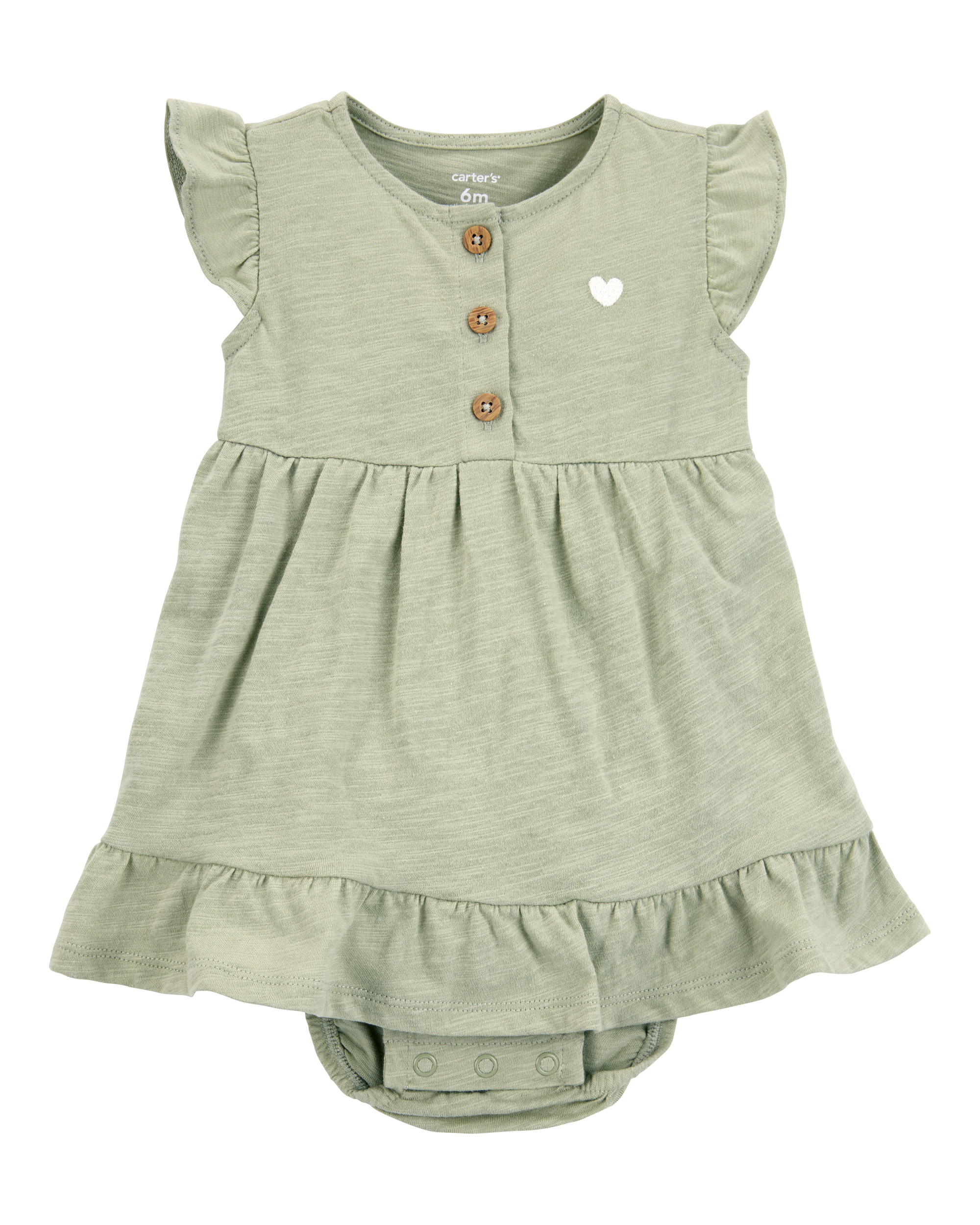 Baby Heart Bodysuit Dress - Green