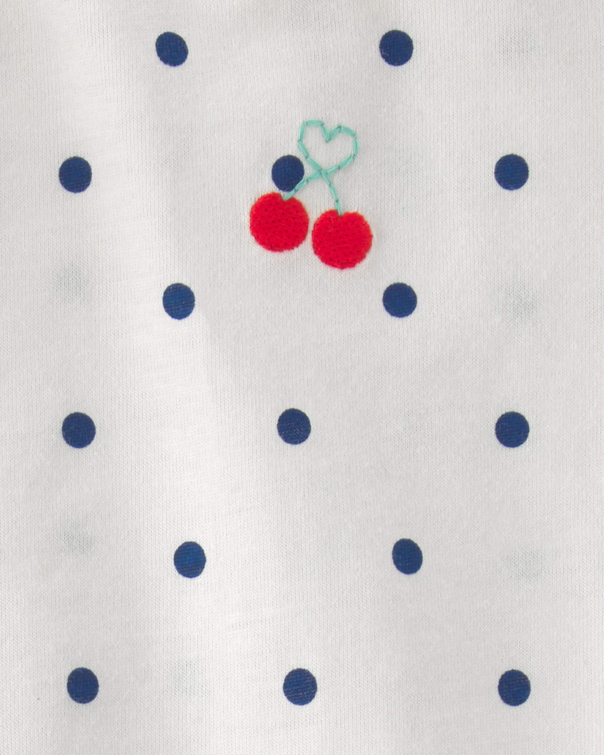 Baby Girl 2-Piece Cherry Polka Dots Short-Sleeve Bodysuit & Short Set - White/Blue