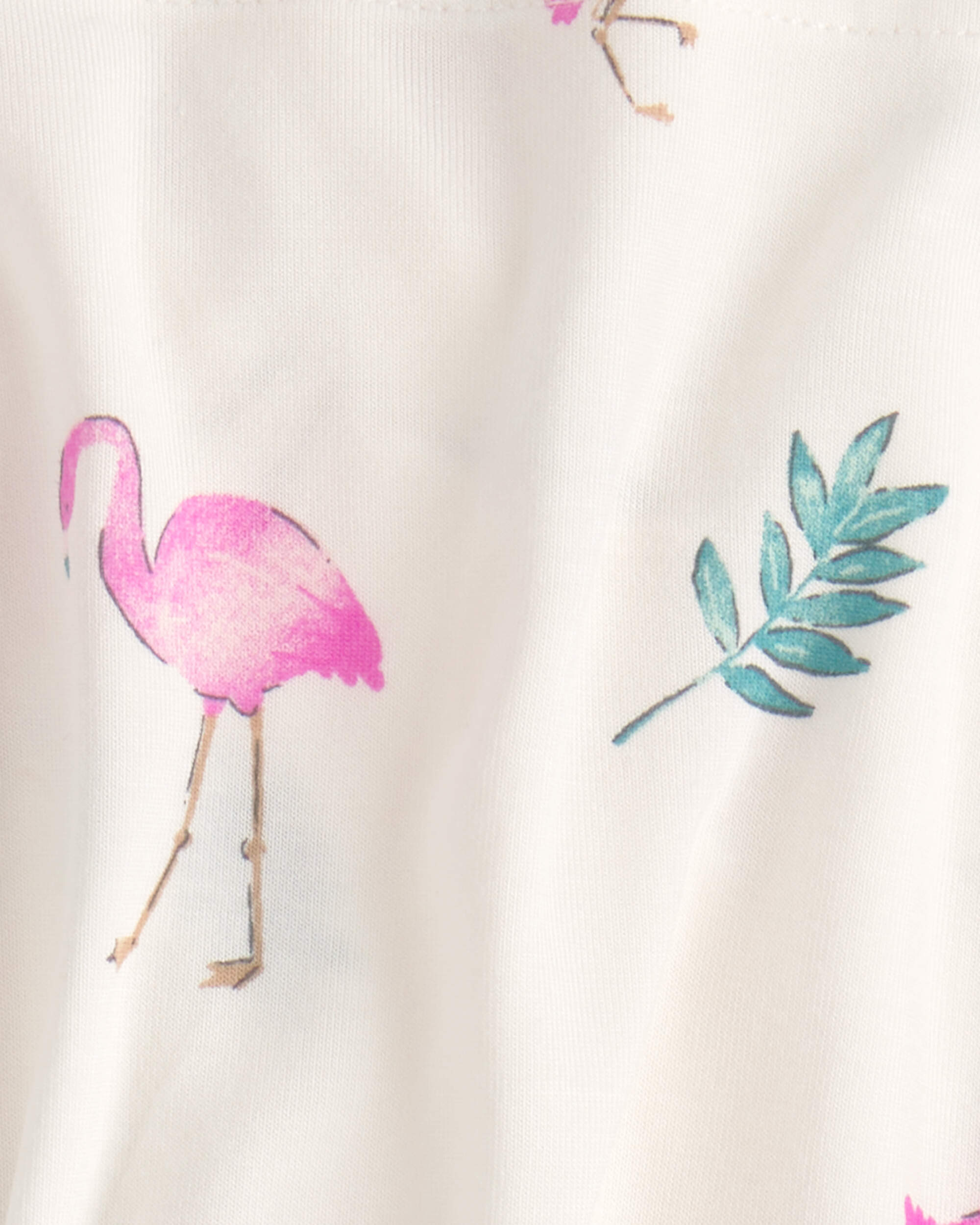 Baby Girl Flamingo PurelySoft Short-Sleeve Bodysuit Dress - Ivory