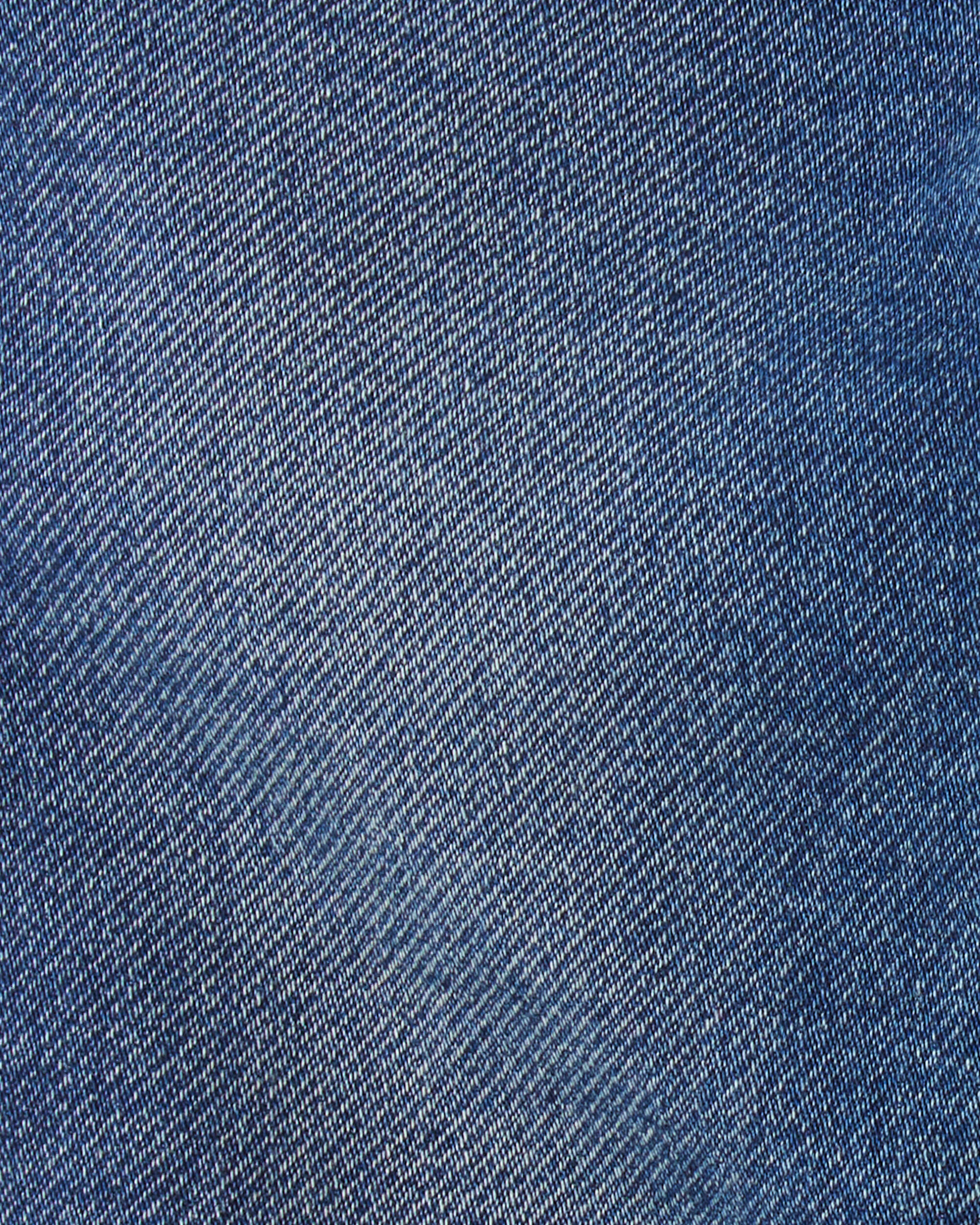 Baby Boy  Straight Pull-On Varsity Denim Pants - Medium Wash