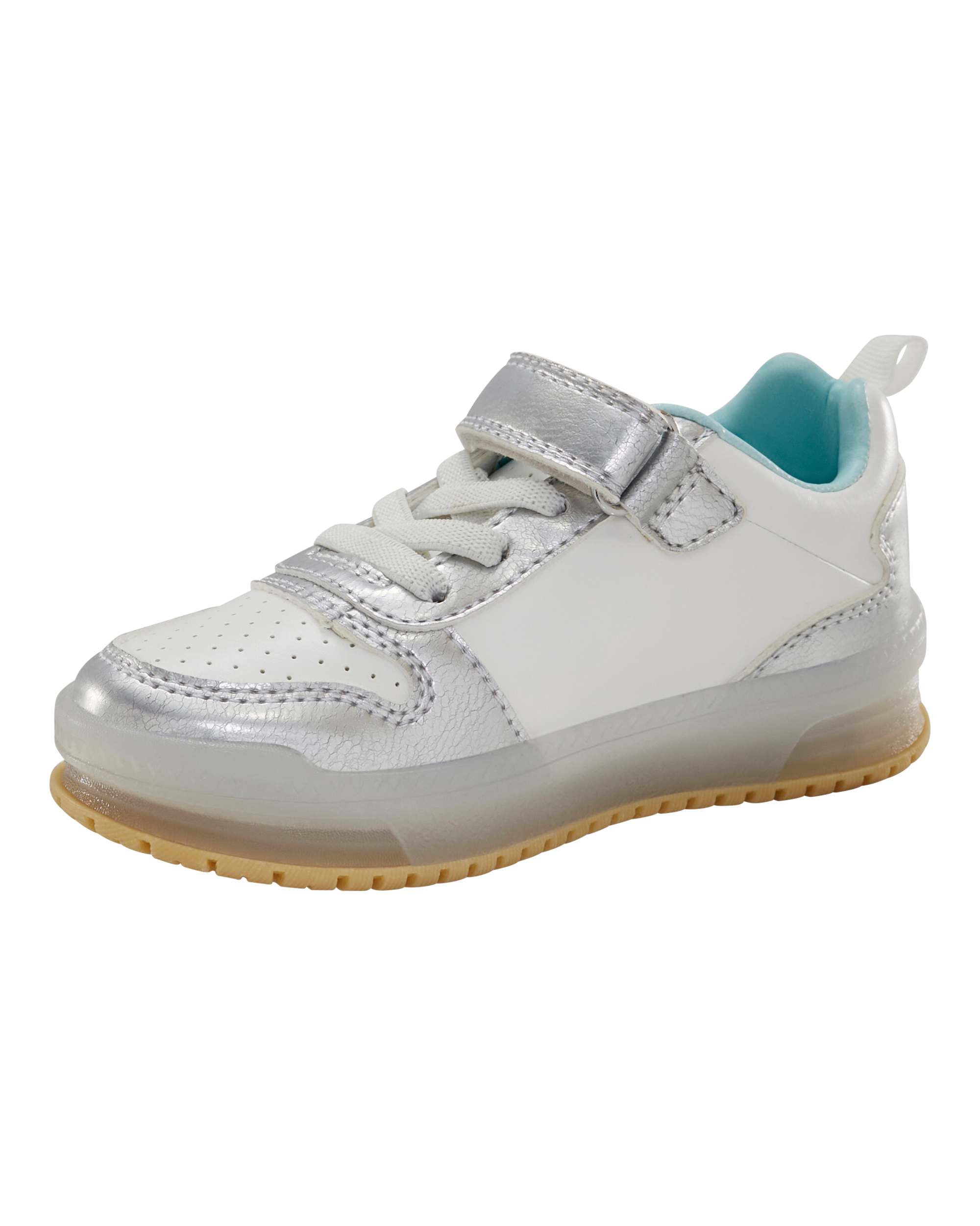 Toddler Light Up Metallic Sneakers - Silver/Aqua