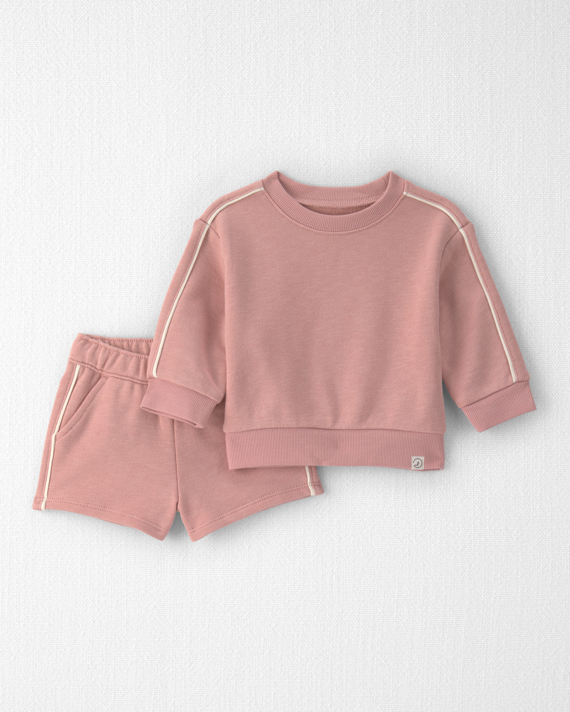 Baby Girl 2-Piece Organic Cotton Pullover & Short Set Pink