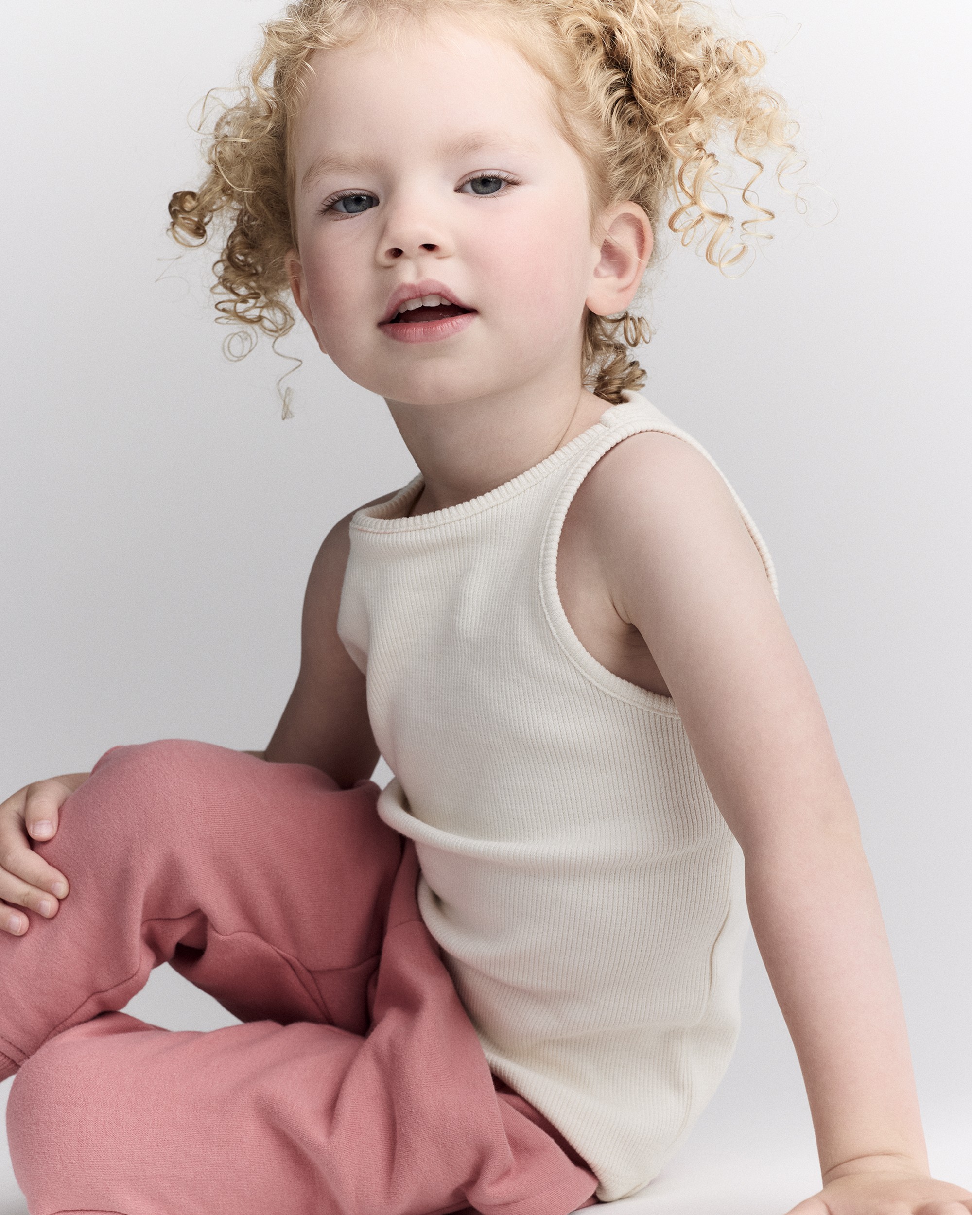 Toddler Girl Ribbed Tank Top - Cream
