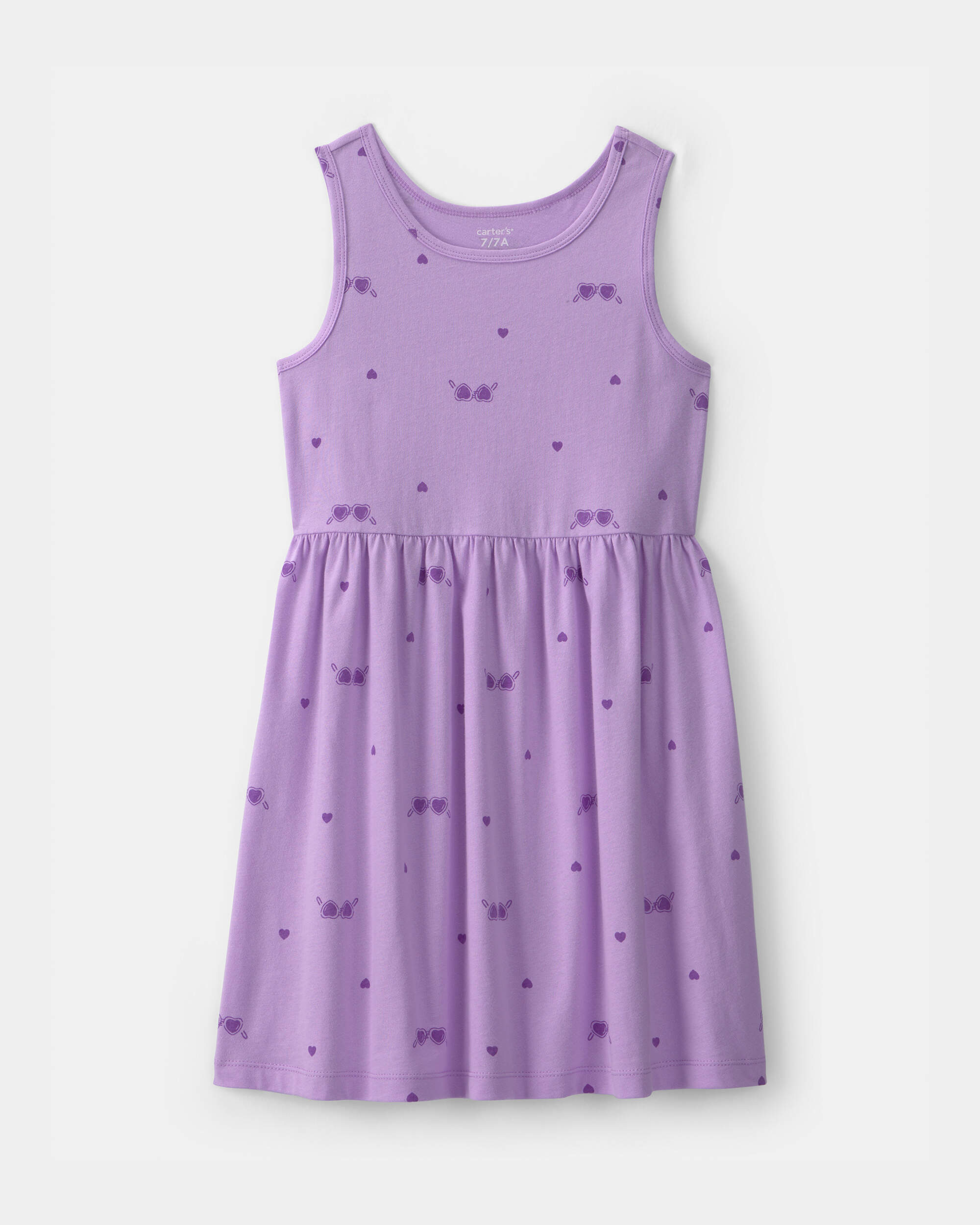 Girls Sunglasses Sleeveless Knit Dress - Purple