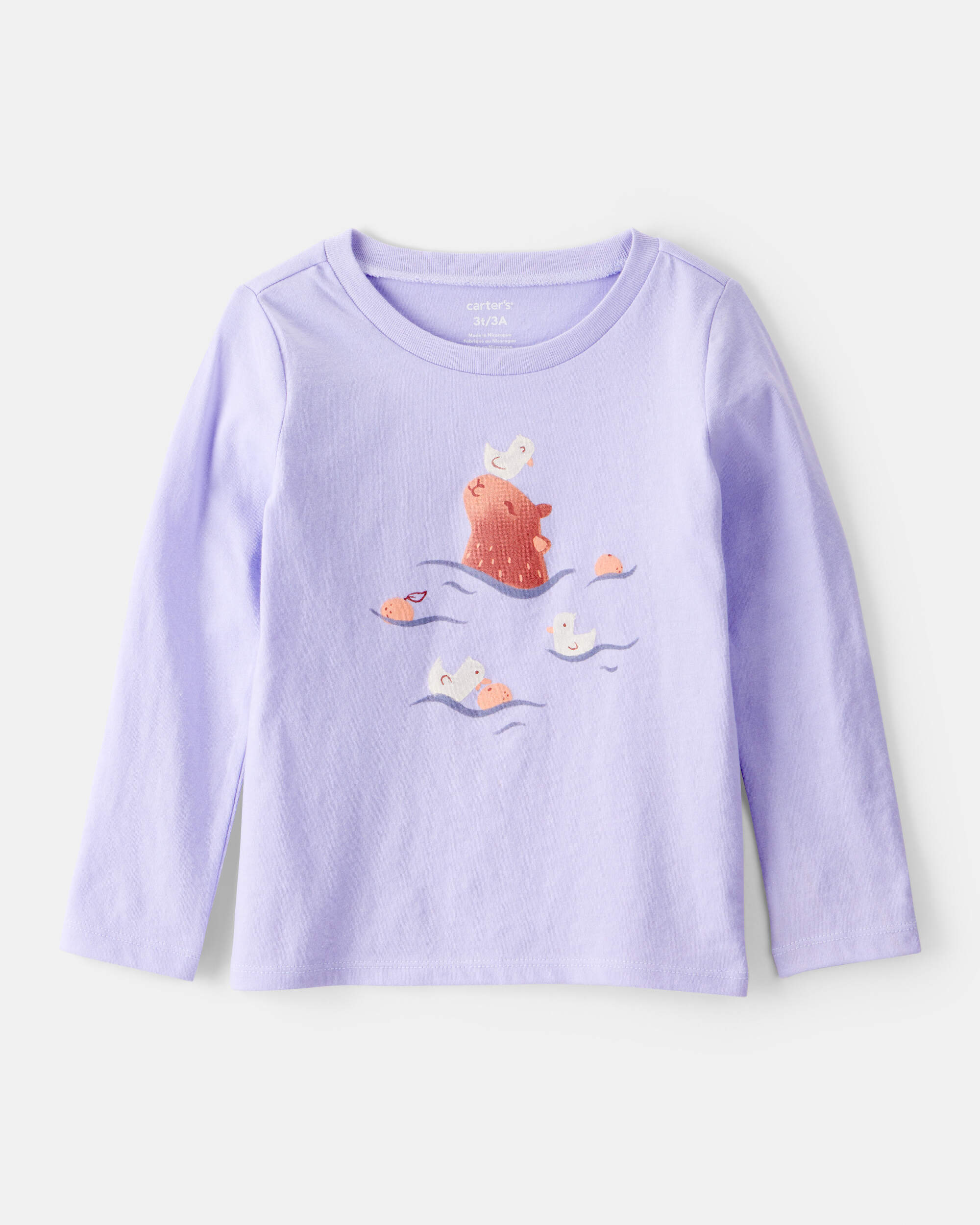 Toddler Girl Cabybara Long-Sleeve Graphic Tee - Purple