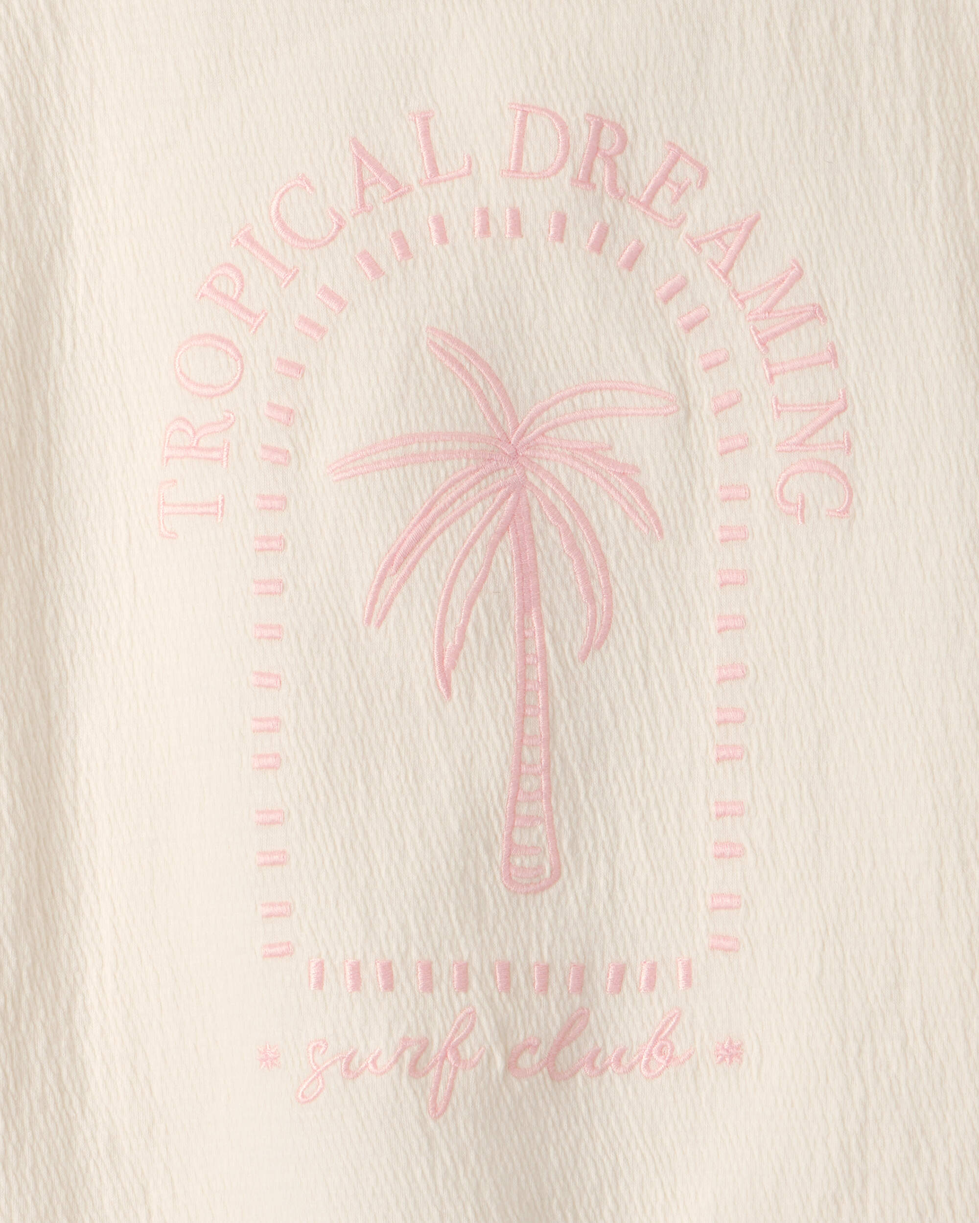 Girls 'Tropical Dreaming' Crinkle Top - Cream