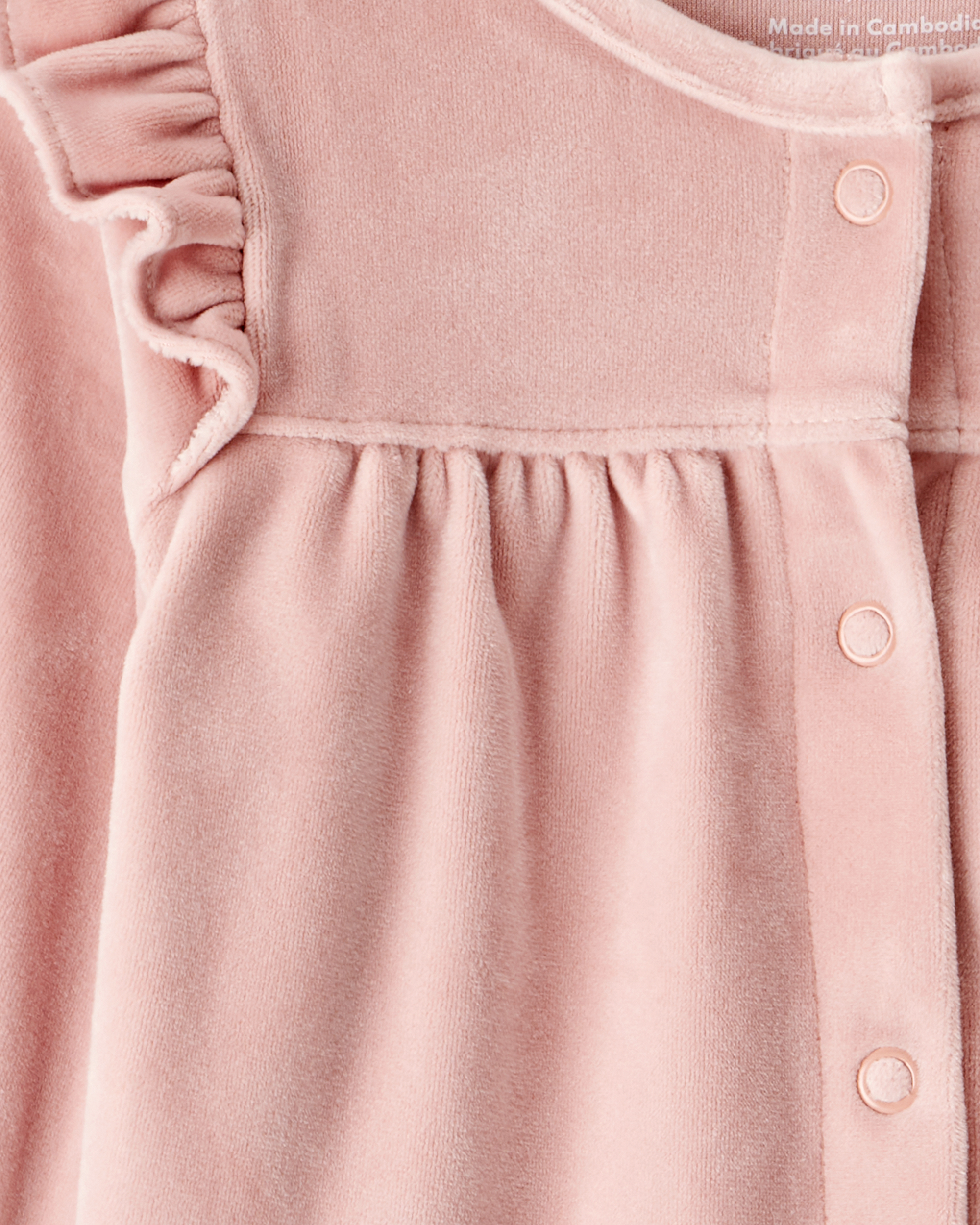 Baby Girl Velour Long-Sleeve Jumpsuit - Pink