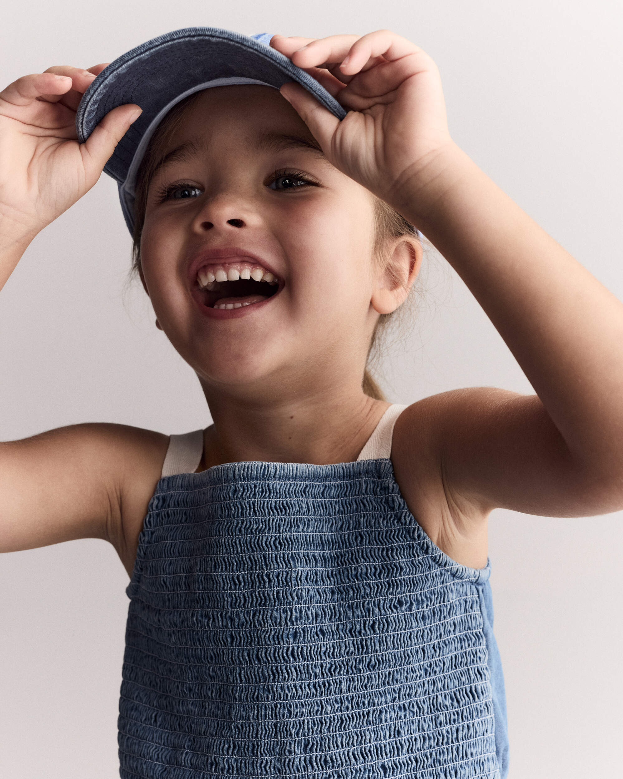 Toddler Girl Smocked Peplum Top Chambray