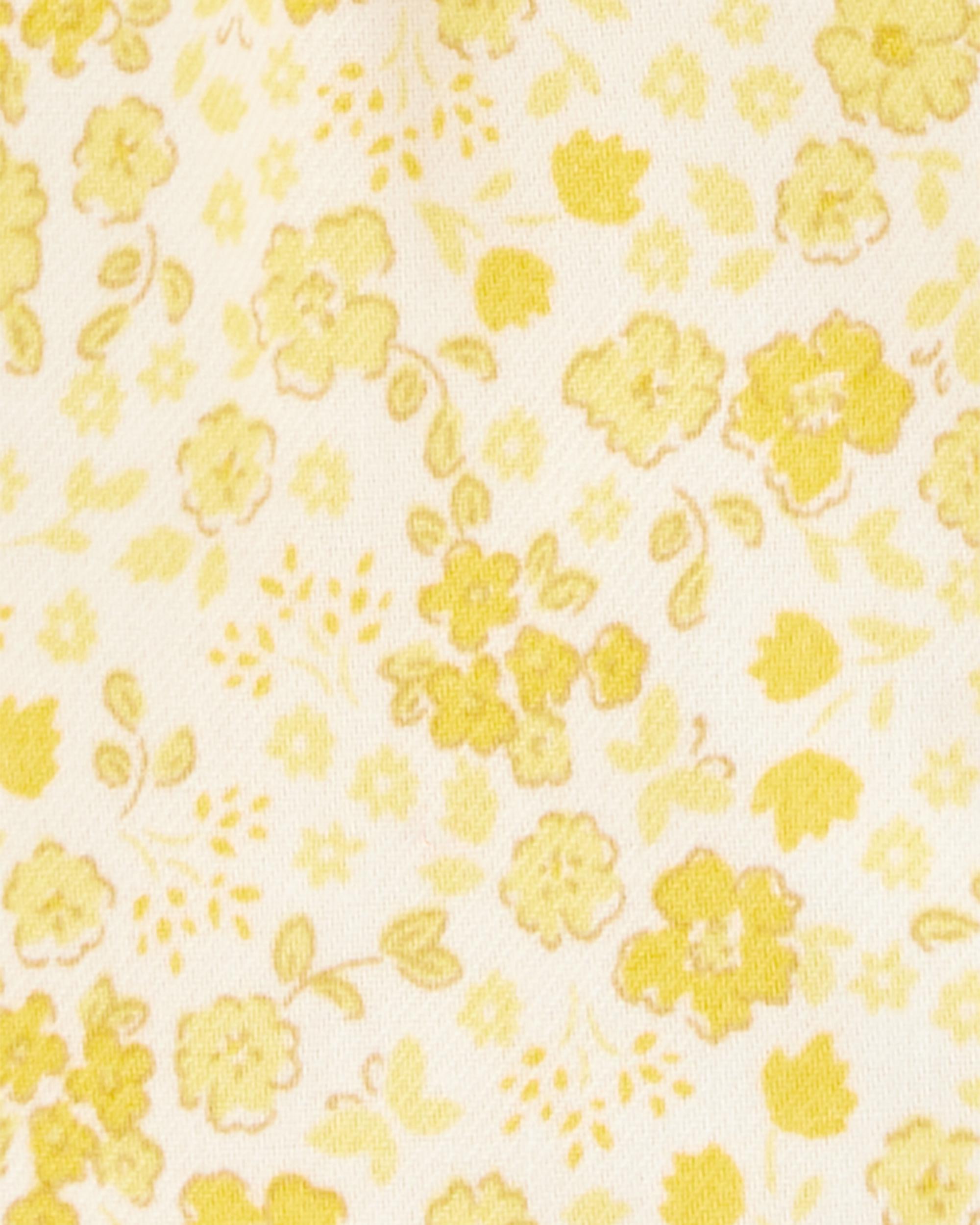 Baby Girl Floral Flutter Dress -  Yellow
