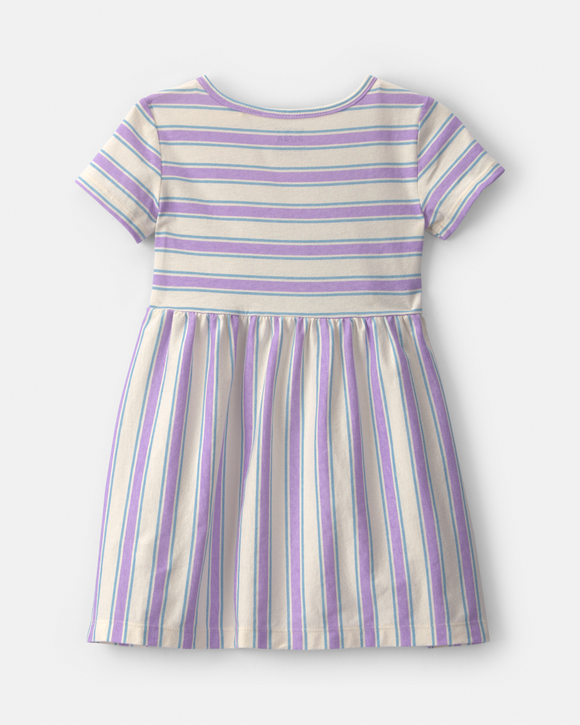 Toddler Girl Striped Short-Sleeve Dress - Purple/Ivory