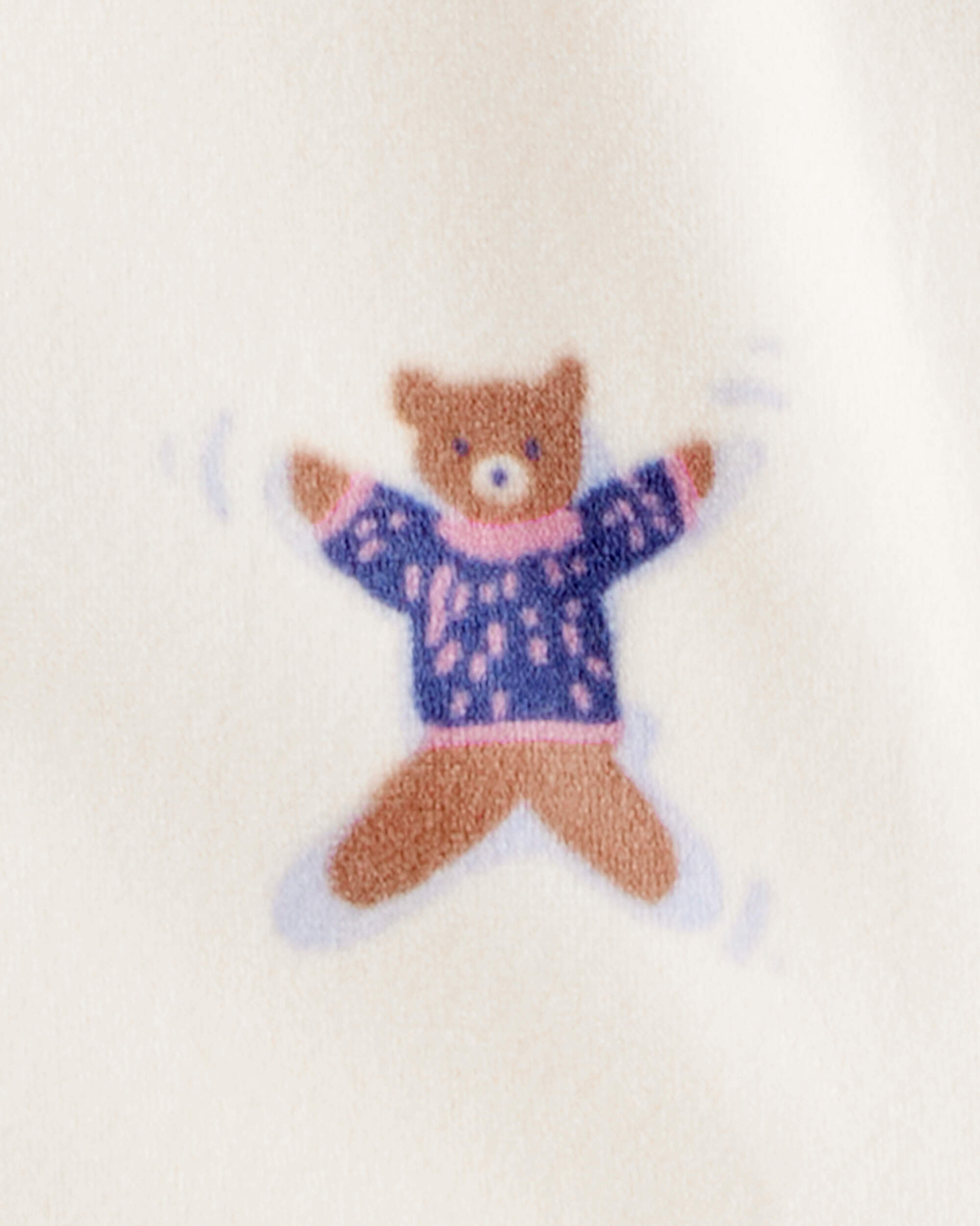 Toddler Girl Snow Animals DreamPlush Snug Fit Long-Sleeve 2-Way Zip 1-Piece Pyjamas - White