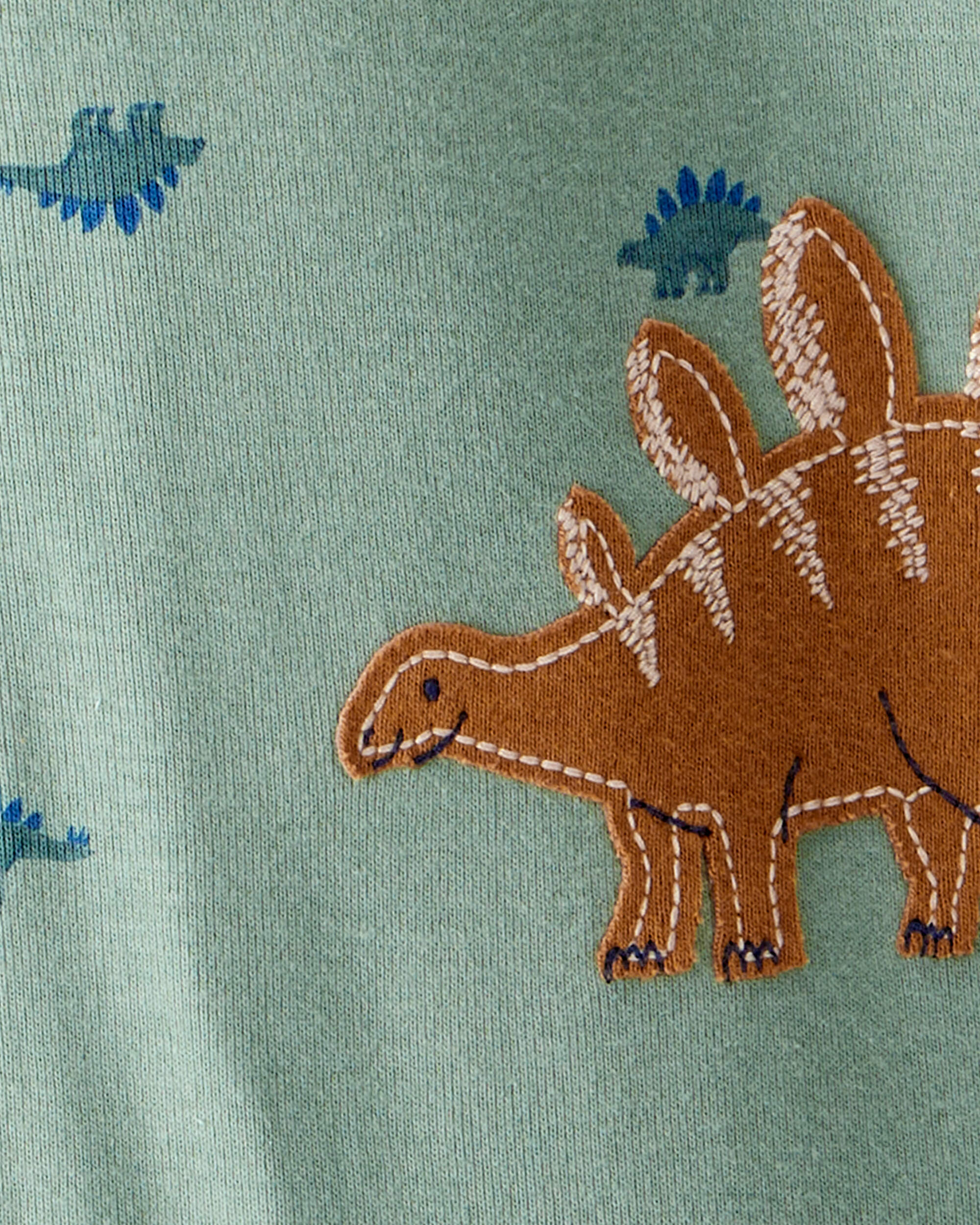 Toddler Boy Dinosaur Print 100% Cotton Long-Sleeve 2-Way Zip 1-Piece Pyjamas - Green