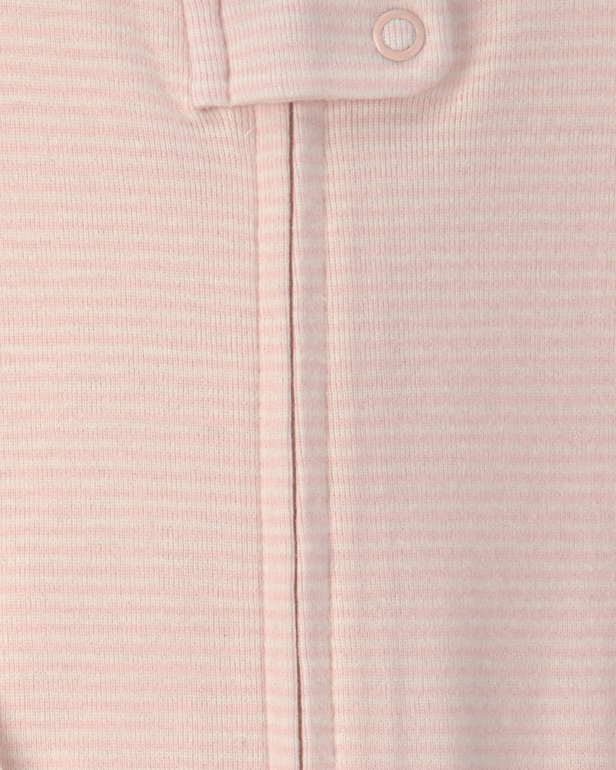 Baby Girl 2-Pack Floral Striped 100% Cotton 2-Way Zip Sleepers - Pink