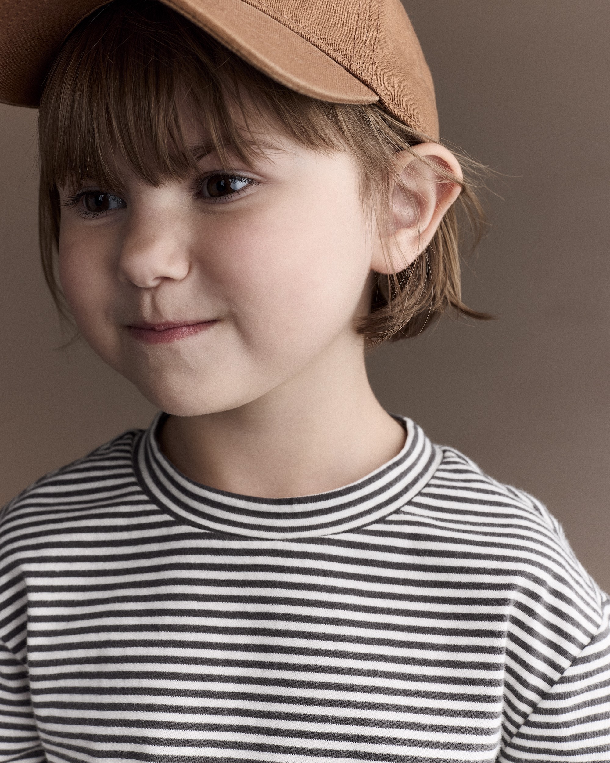 Toddler Girl Striped Ruffle Edge Long-Sleeve Top - Dark Grey/Ivory