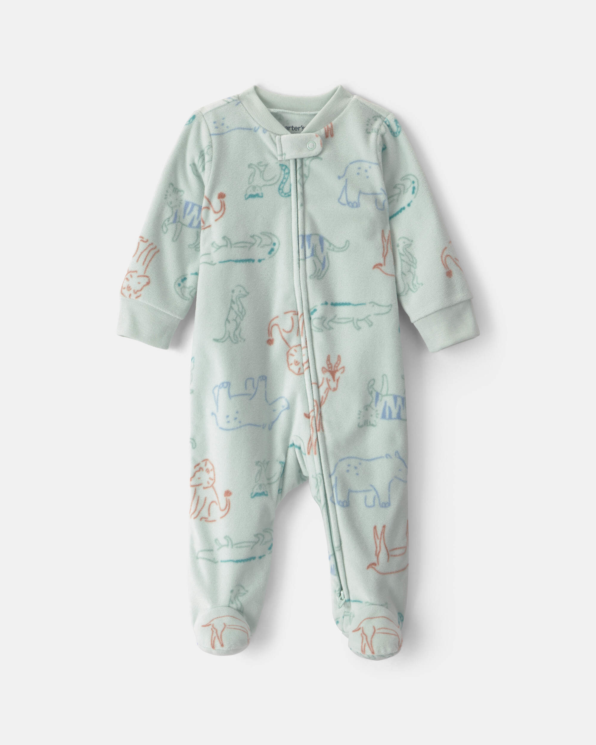 Baby Boy Safari Fleece 2-Way Zip Sleeper - Green