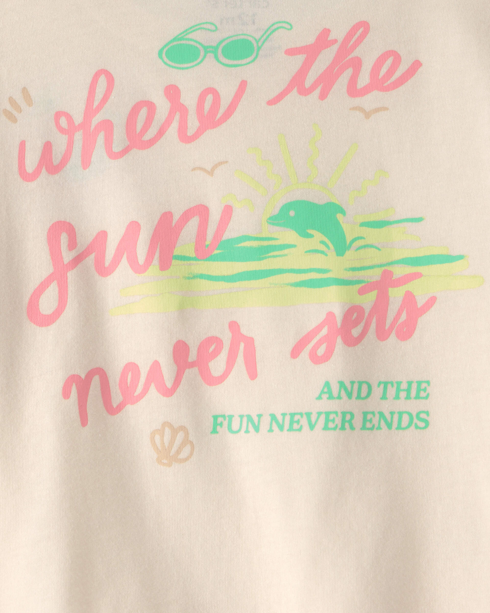 Baby Girl 'Where the Sun Never Sets' Graphic Tee - Cream